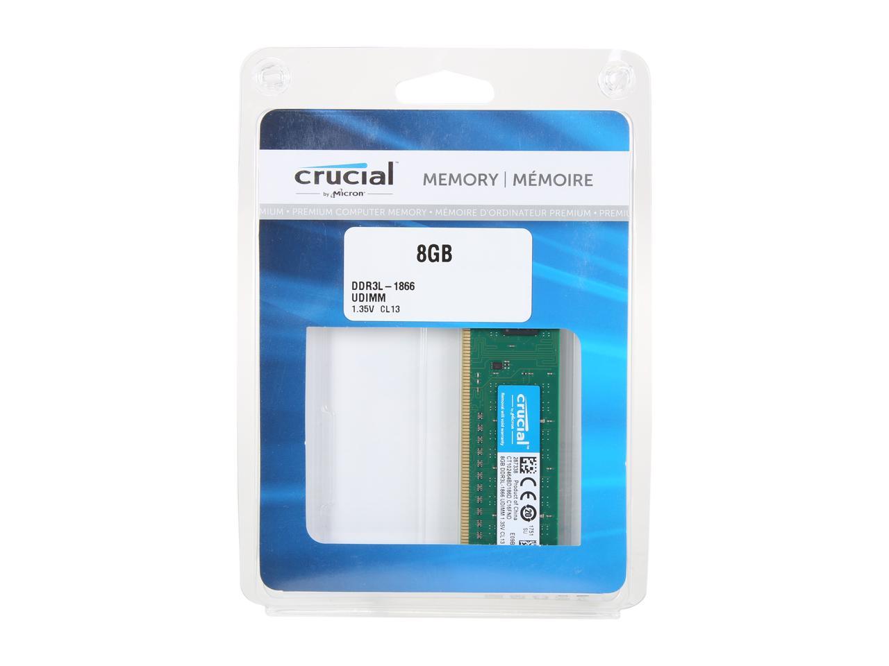 Crucial 8GB DDR3L 1866 (PC3L 14900) Major Brand Chipset Desktop Memory  Model CT102464BD186D