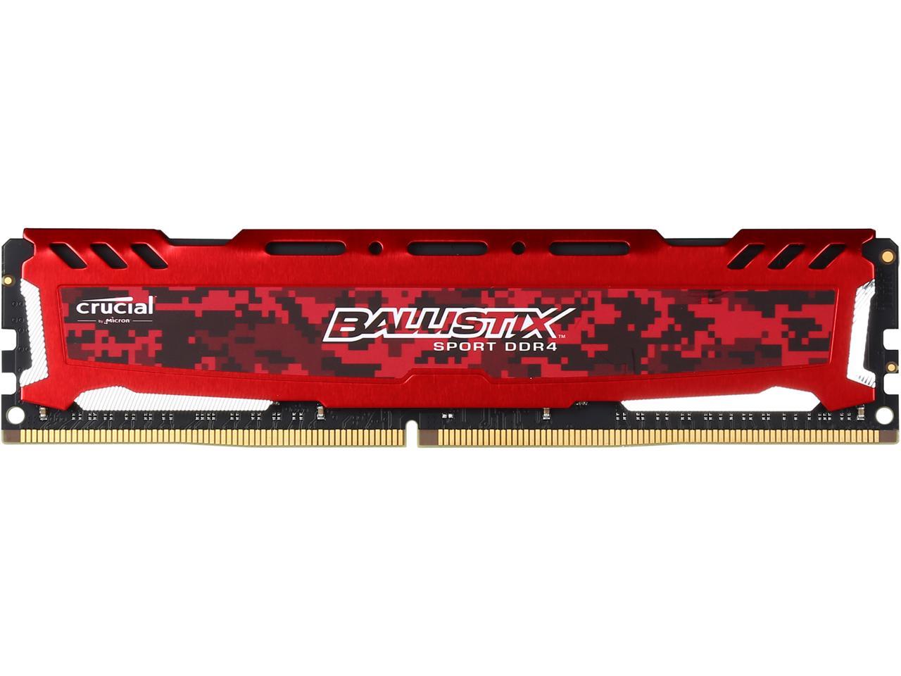 Crucial Ballistix Sport LT 2400 MHz DDR4 DRAM Desktop Gaming Memory Single 4GB CL16 BLS4G4D240FSE Red 