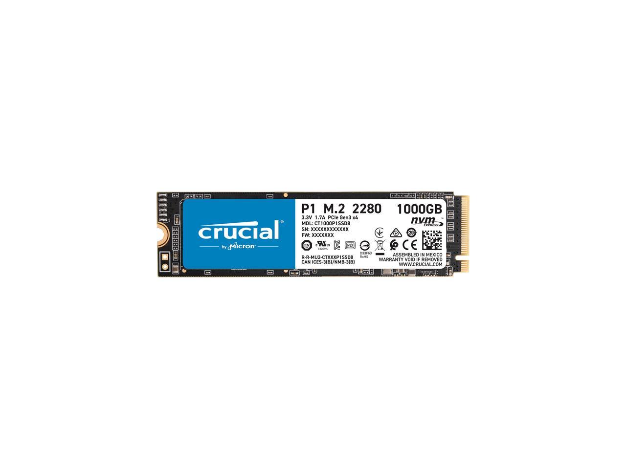 Crucial P1 1TB 3D NAND NVMe PCIe Internal SSD, up to 2000 MB/s -  CT1000P1SSD8