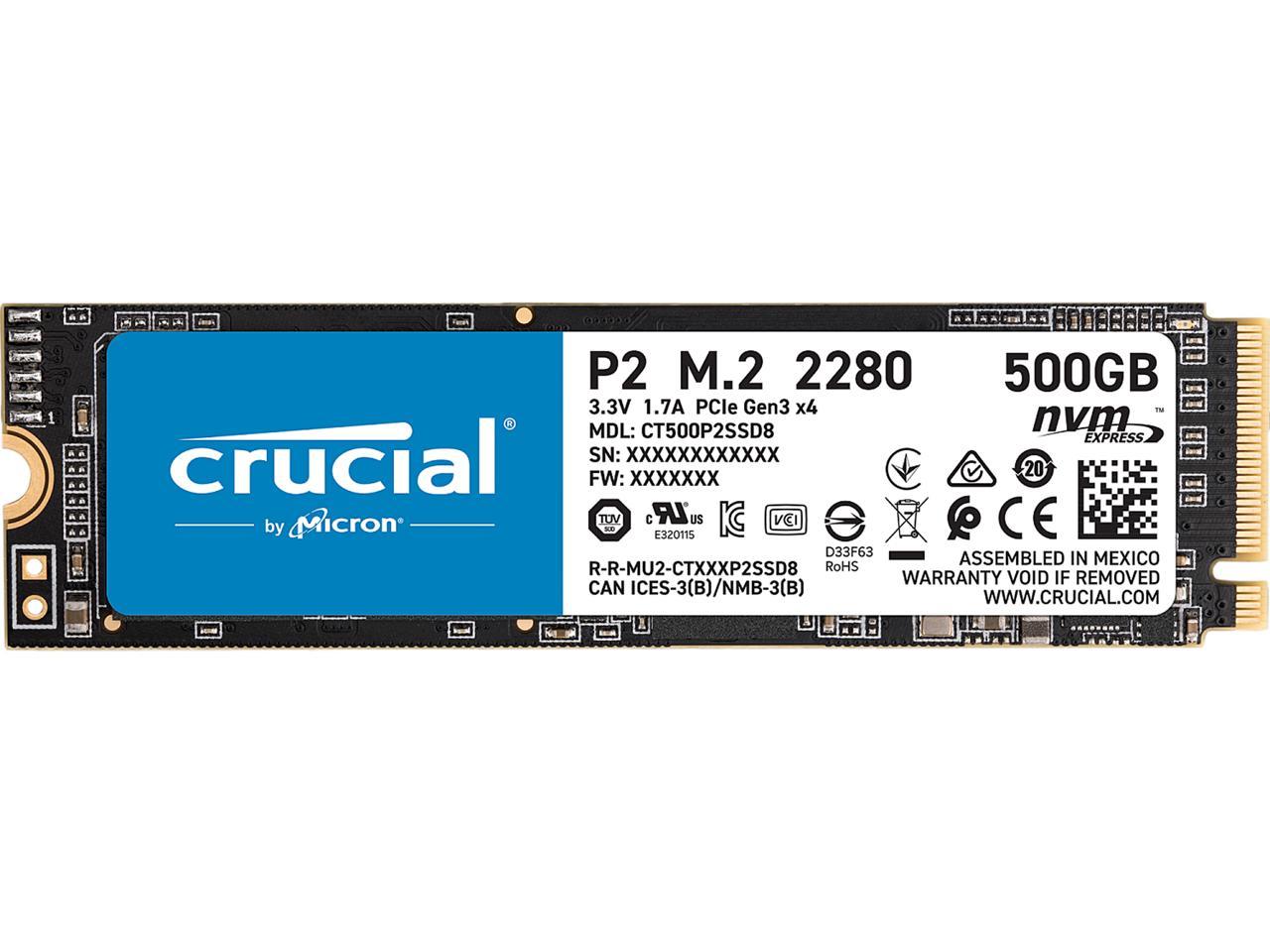 Crucial P2 500GB 3D NAND NVMe PCIe M.2 SSD - Newegg.com