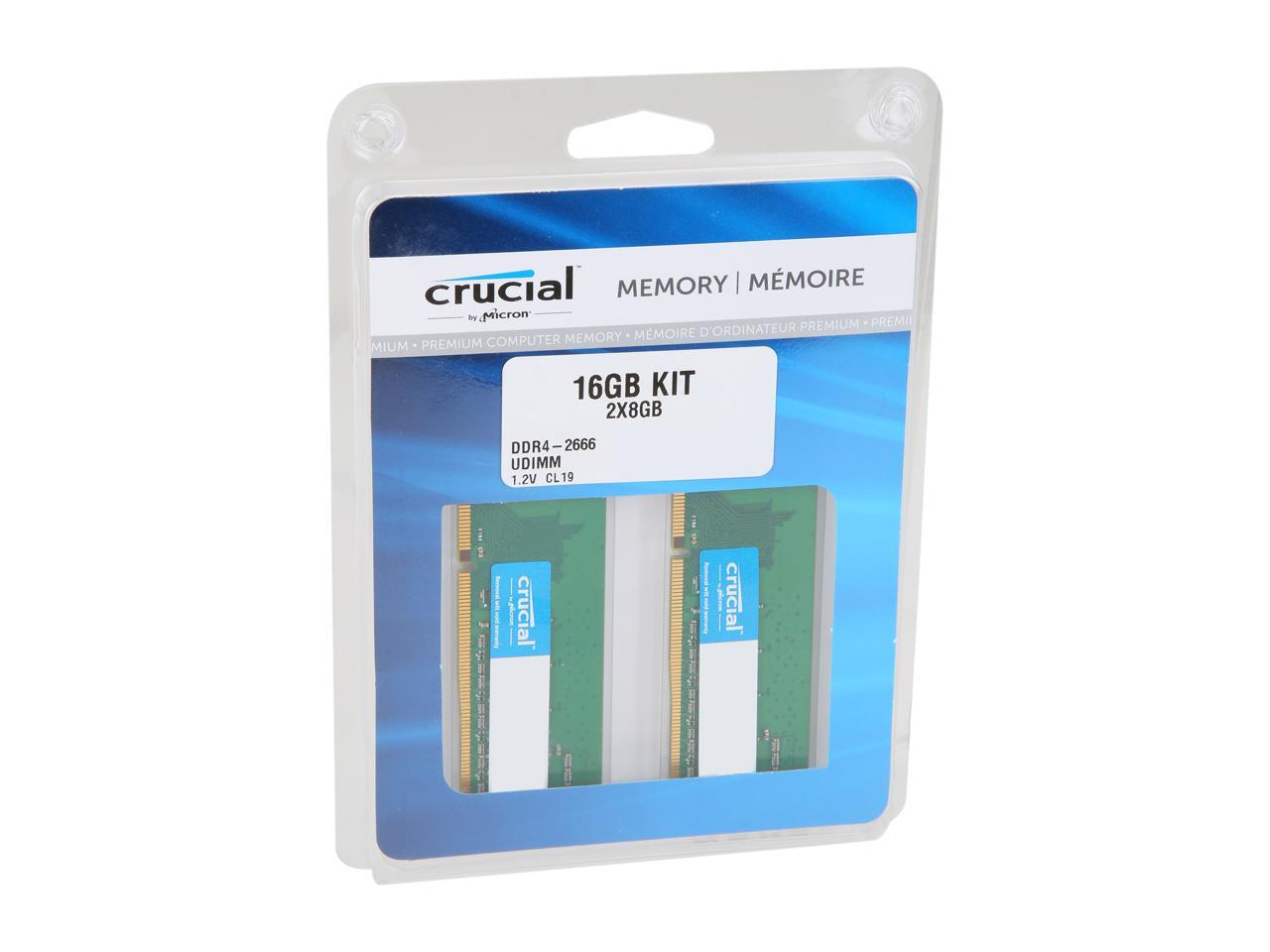 Crucial 16GB (2 x 8GB) 288-Pin PC RAM DDR4 2666 (PC4 21300) Desktop