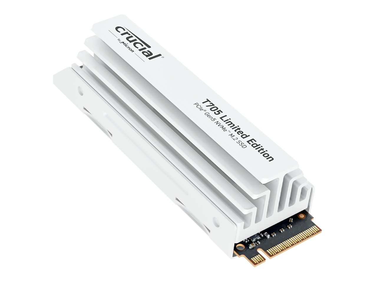 Crucial t705 2tb pcie gen5 nvme m 2 ssd with white heatsink up to