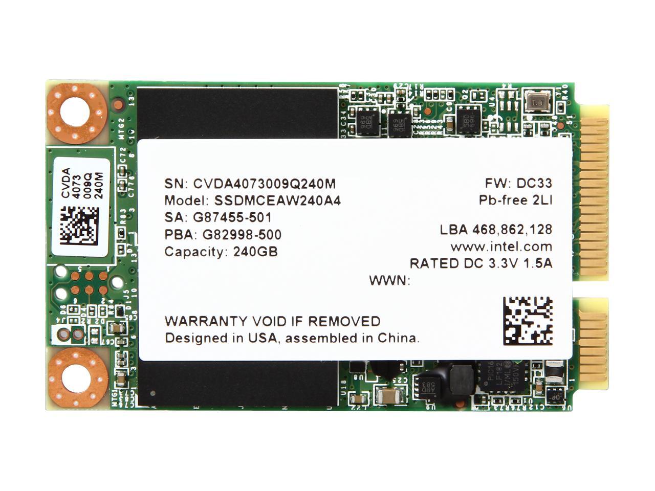 Intel 530 Series mSATA 240GB SATA III MLC Internal Solid State Drive