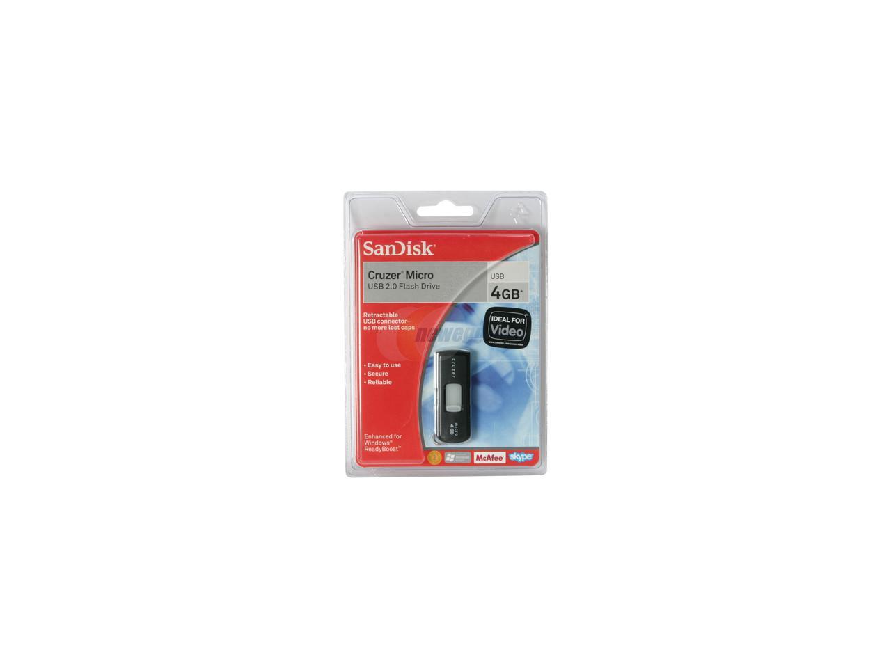 SanDisk Cruzer Micro 4GB Flash Drive (USB2.0 Portable/Black) - Newegg.com