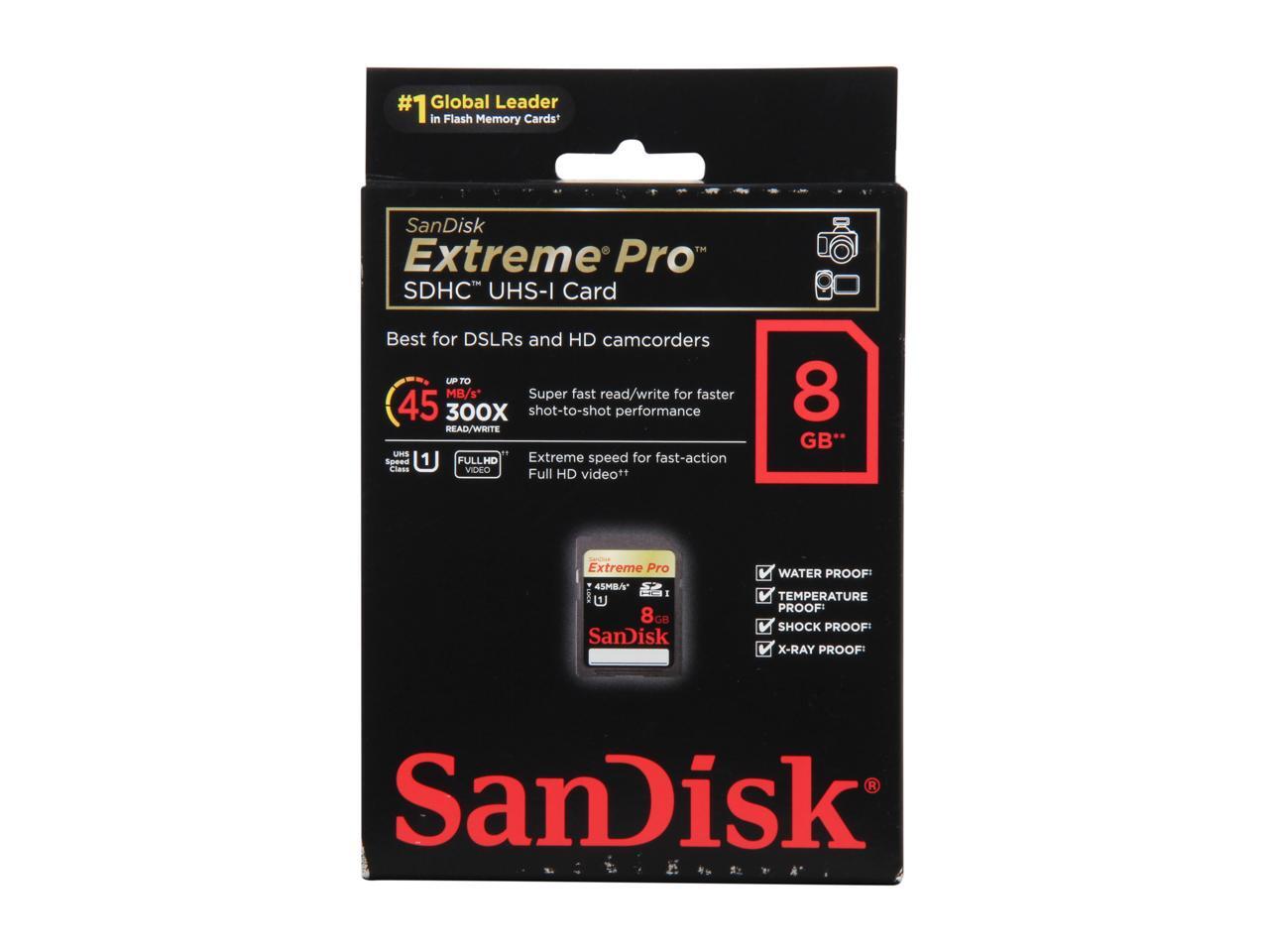 SanDisk Extreme Pro 8GB Secure Digital HighCapacity (SDHC) UHS1 Card