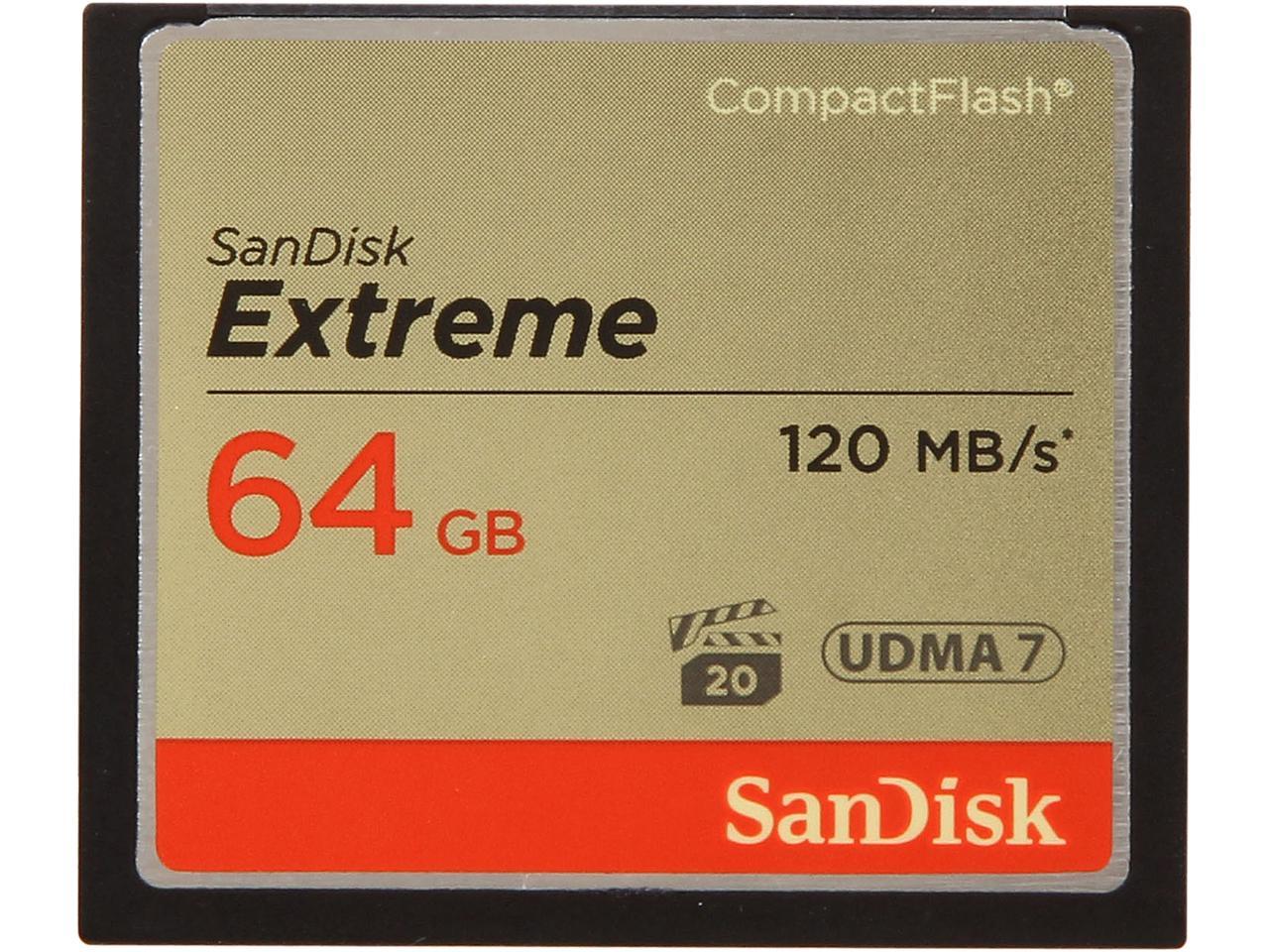 64GB Sandisk Extreme 120MB/s UDMA7 CF Compactflash Memory Card 