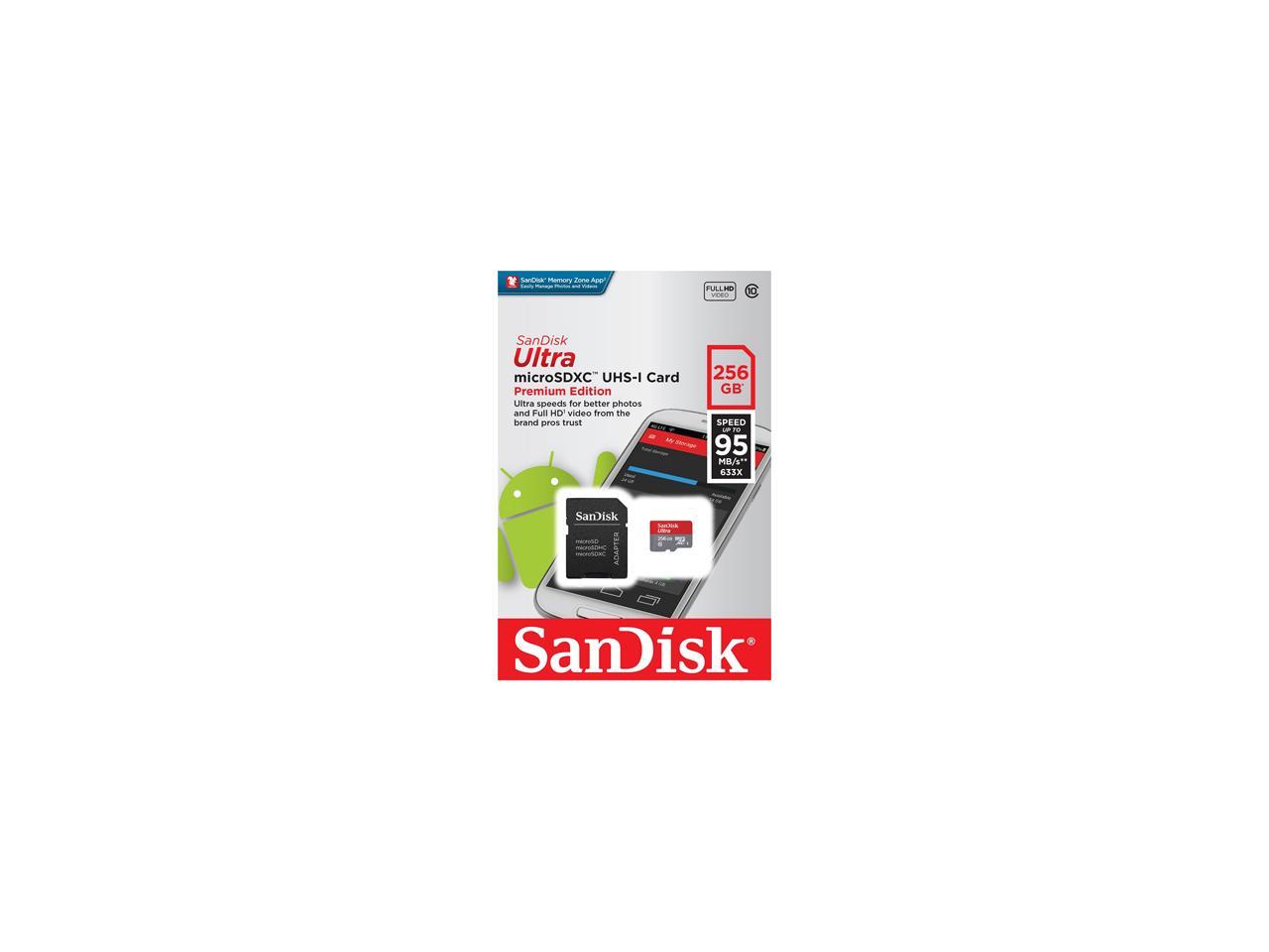 Sandisk 256gb Ultra Microsdxc Uhs I Class 10 Memory Card With Adapter Speed Up To 95mb S Sdsquni 256g Gn6ma Newegg Com