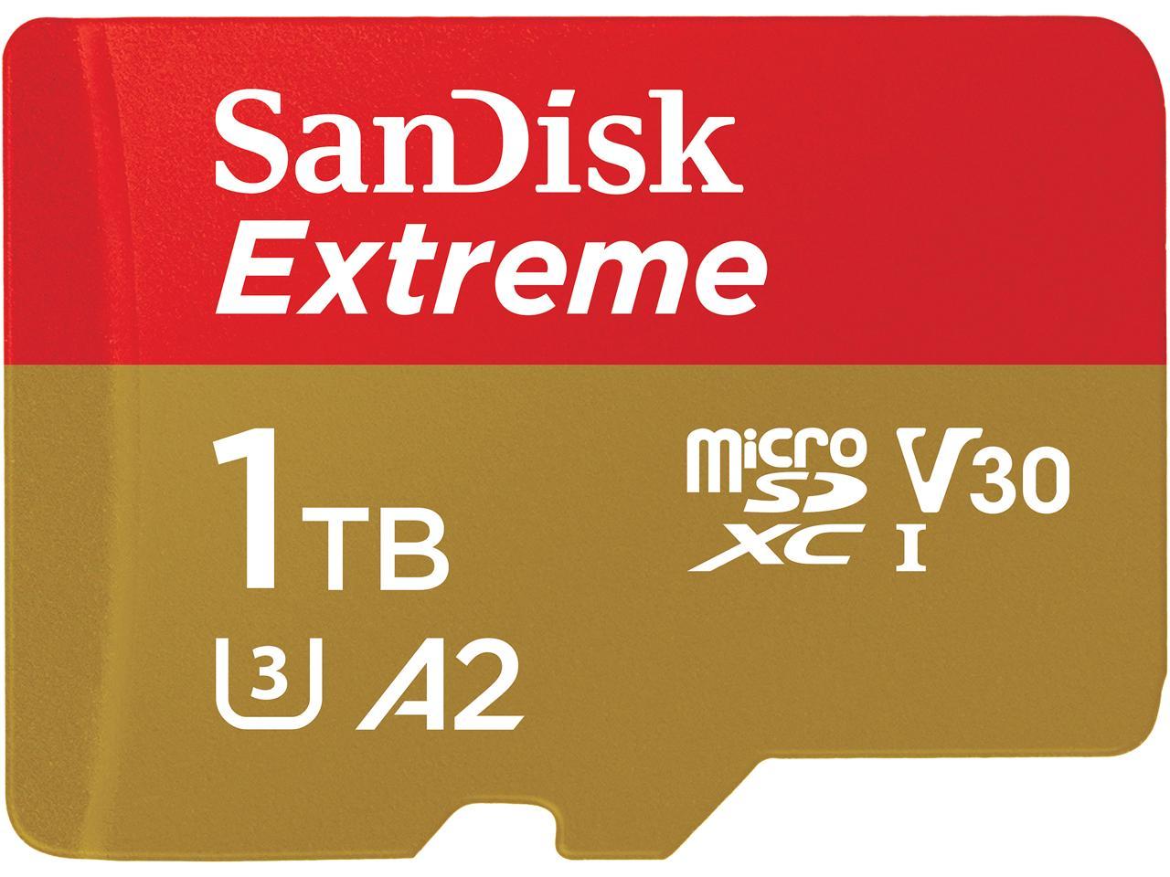 Sandisk 1tb Extreme Microsdxc Uhs I U3 Memory Card With Adapter Speed Up To 160mb S Sdsqxa1 1t00 Gn6ma Newegg Com