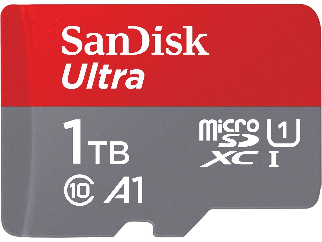 SanDisk 1TB Ultra microSDXC A1 UHS-I/U1 Class 10 Memory Card with Adapter,  Speed Up to 120MB/s (SDSQUA4-1T00-GN6MA)