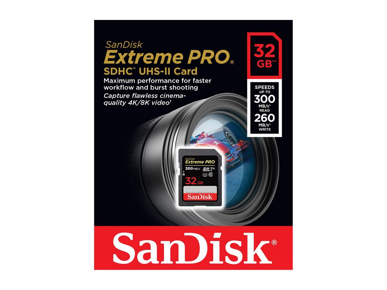 SanDisk 32GB Extreme Pro SDHC UHS-II Memory Card, Speed Up To 300MB/s ...