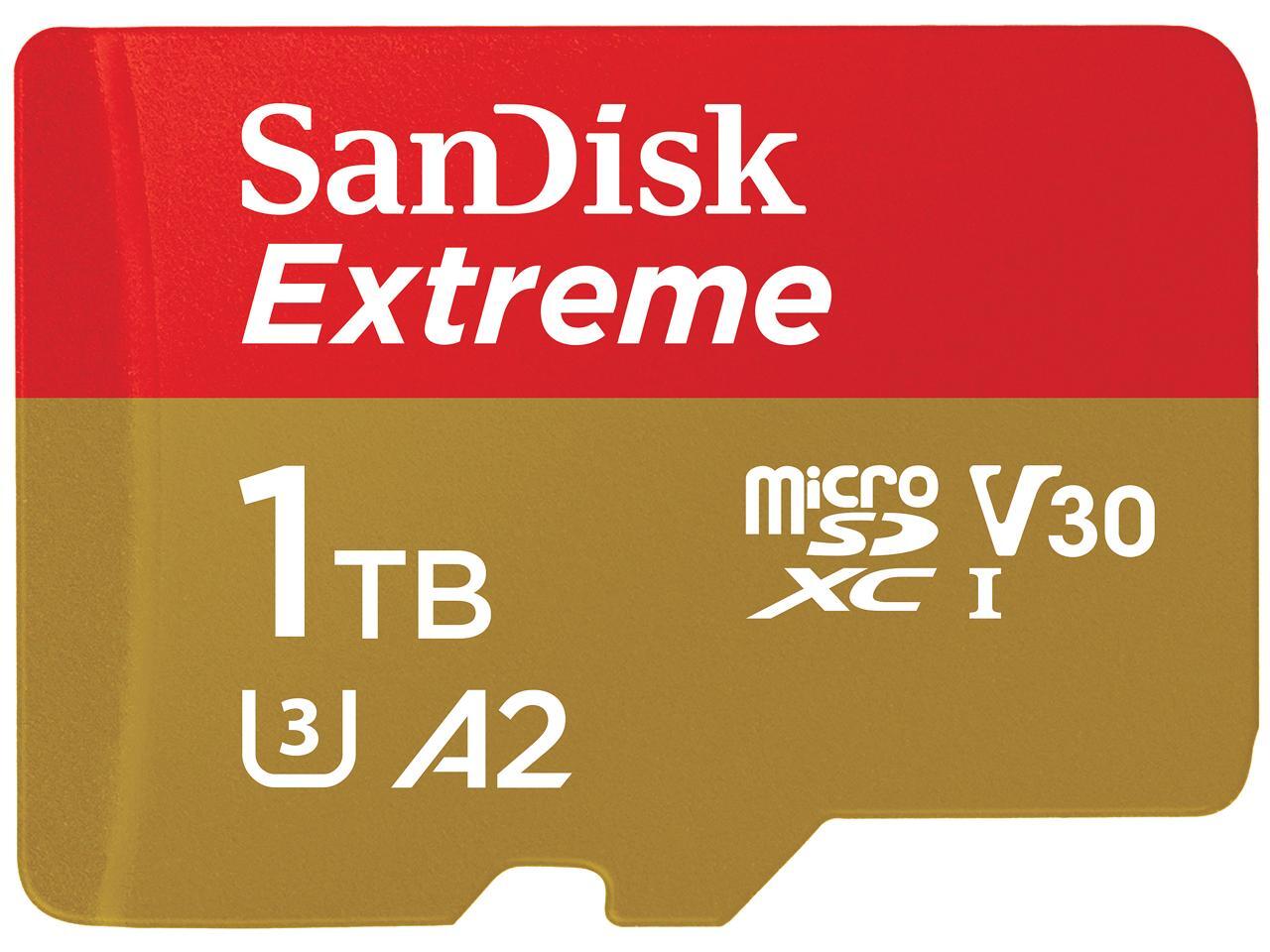 SanDisk 1TB Extreme microSDXC UHS-I/U3 A2 Memory Card with Adapter, Speed  Up to 190MB/s (SDSQXAV-1T00-GN6MA) - Newegg.com