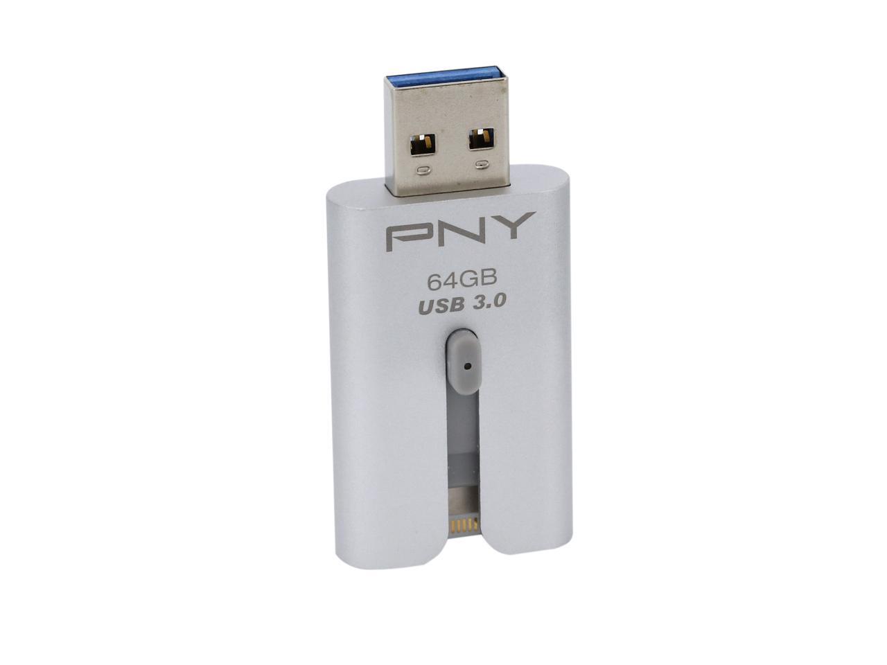 PNY 64GB DUOLINK OTG USB 3.0 Flash Drive (PFDI64GOTGAMG3GE)
