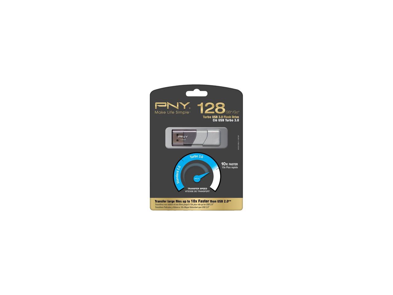 Silver/Black P-FD128TBOP-GE PNY Turbo Plus 128 GB USB 3.0 Flash Drive 