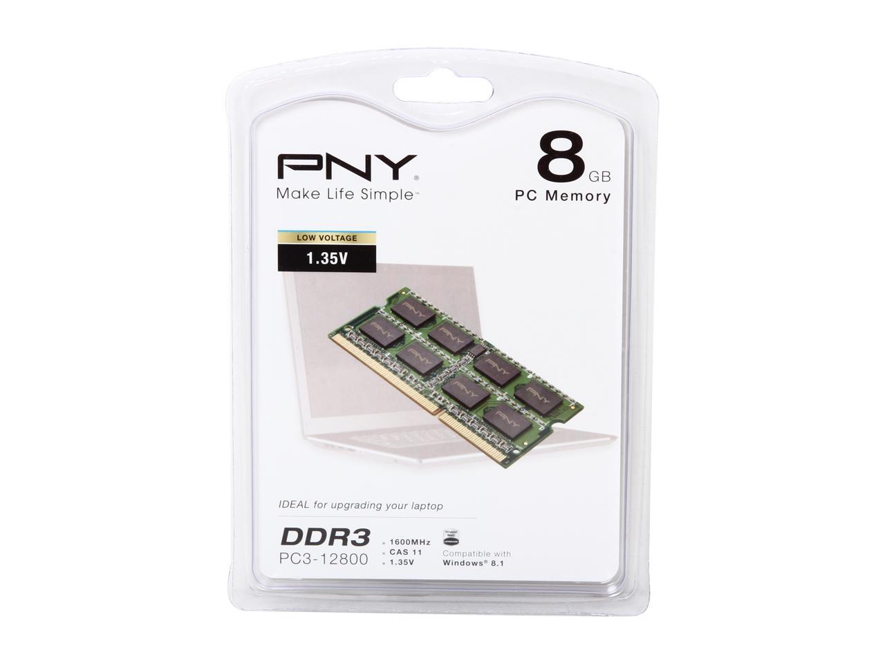 PNY 8GB 204-Pin DDR3 SO-DIMM DDR3L 1600 (PC3L 12800) Laptop Memory