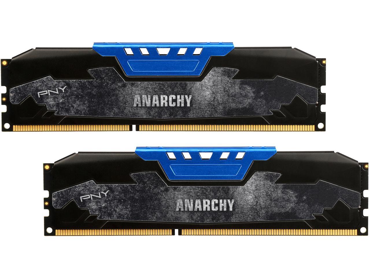 PNY Anarchy 16GB Kit CL15 Desktop Memory - MD16GK2D4240015AB PC4-19200 2x8GB DDR4 2400MHz BLUE