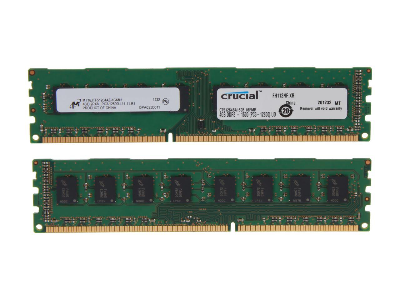 Crucial 8GB (2 x 4GB) 240-Pin DDR3 SDRAM DDR3 1600 (PC3 12800) Desktop