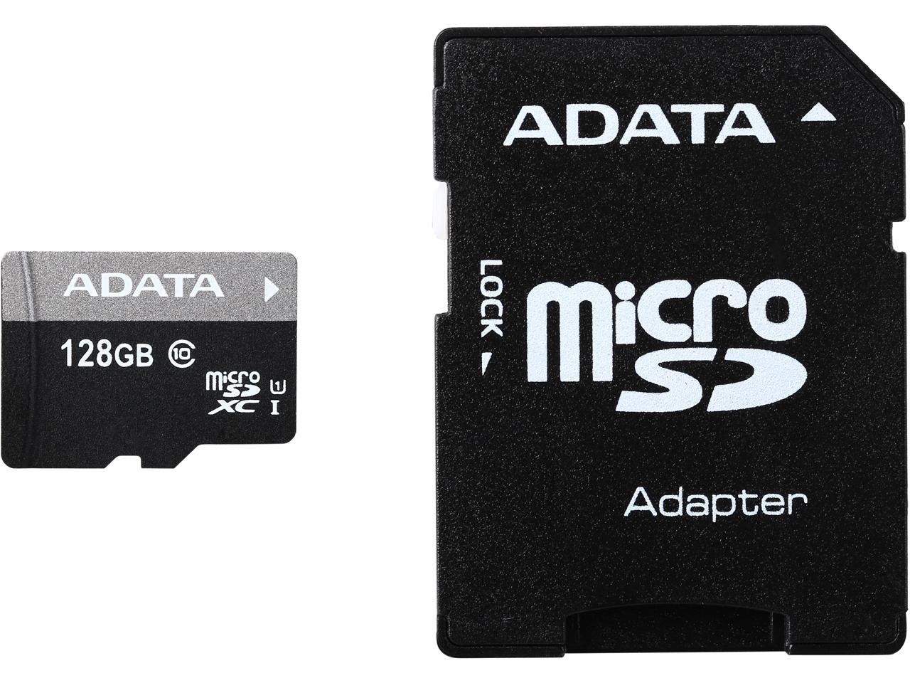 ADATA 128GB Premier microSDXC UHSI / Class 10 Memory Card with SD Adapter, Speed Up to 50MB/s