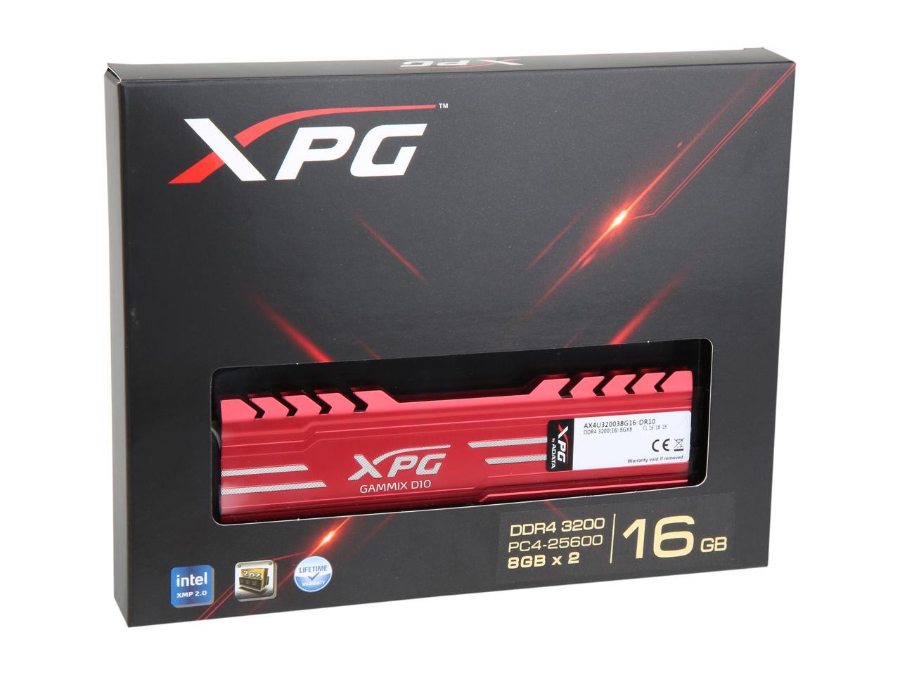 XPG GAMMIX D10 16GB (2 x 8GB) DDR4 3200 (PC4 25600) Desktop Memory ...