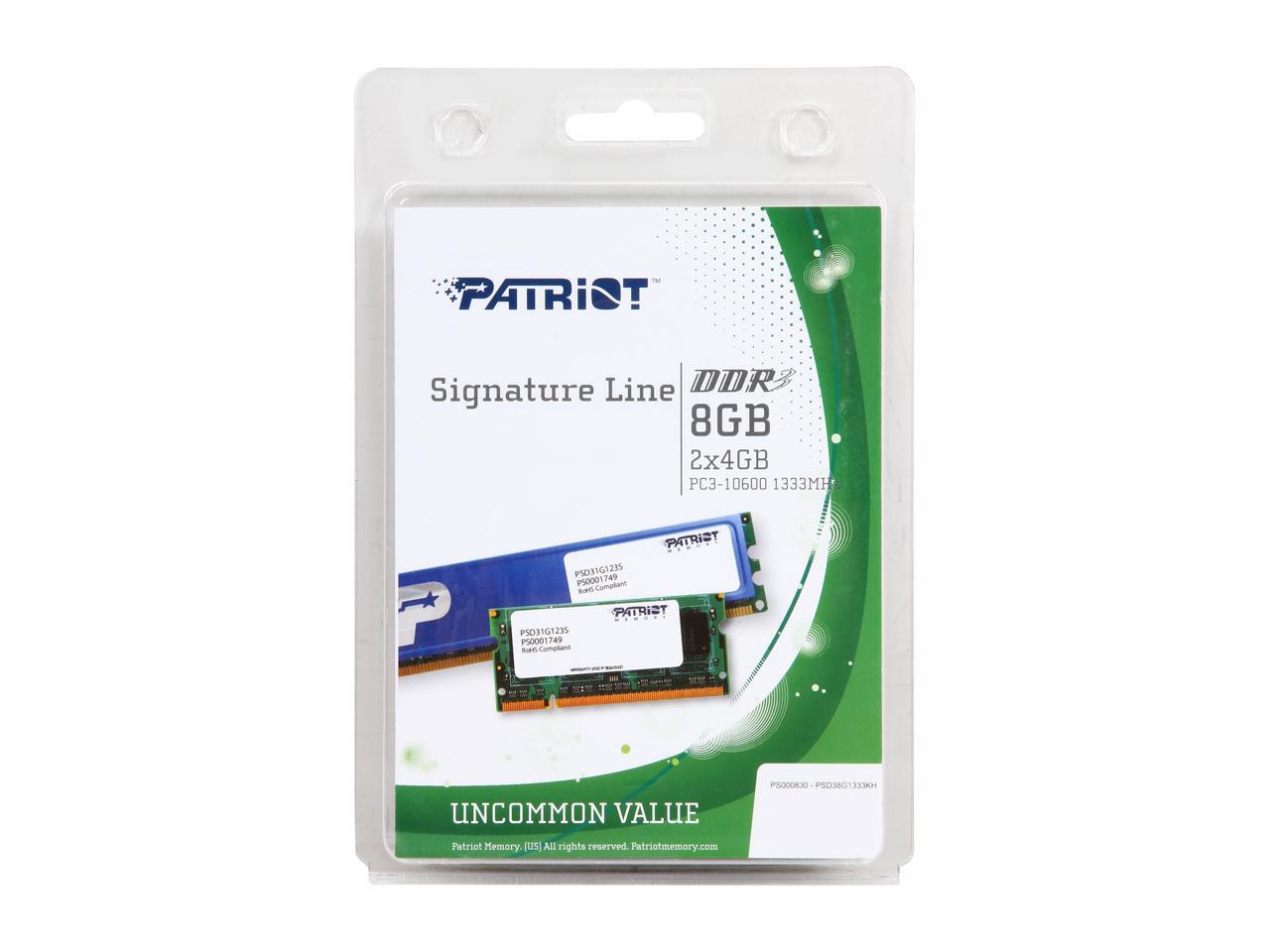 Patriot Signature Line 8GB (2 x 4GB) DDR3 1333 (PC3 10600) Desktop ...