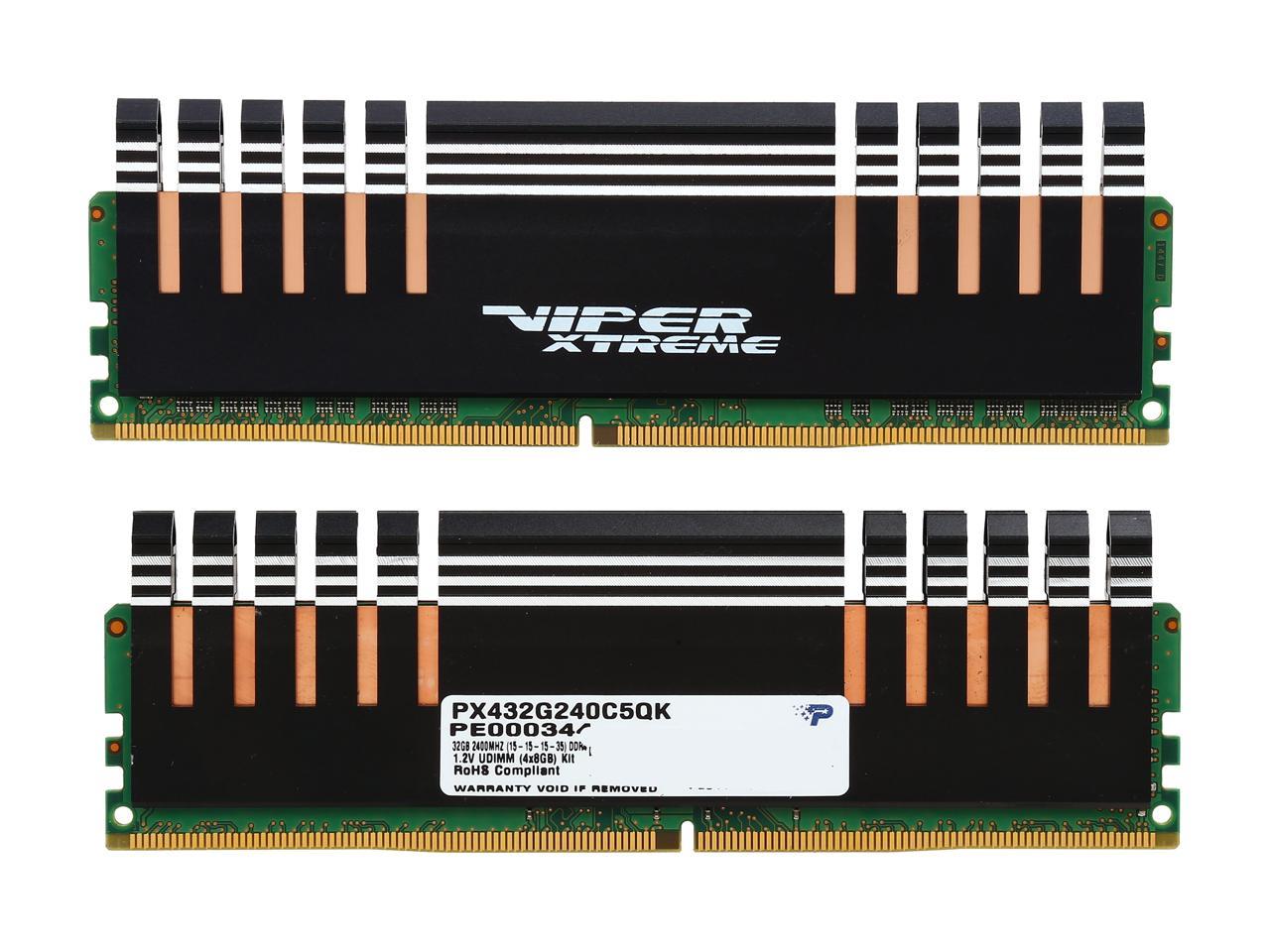 Patriot Viper Xtreme 32GB (4 x 8GB) DDR4 2400 (PC4 19200) Low Latency ...