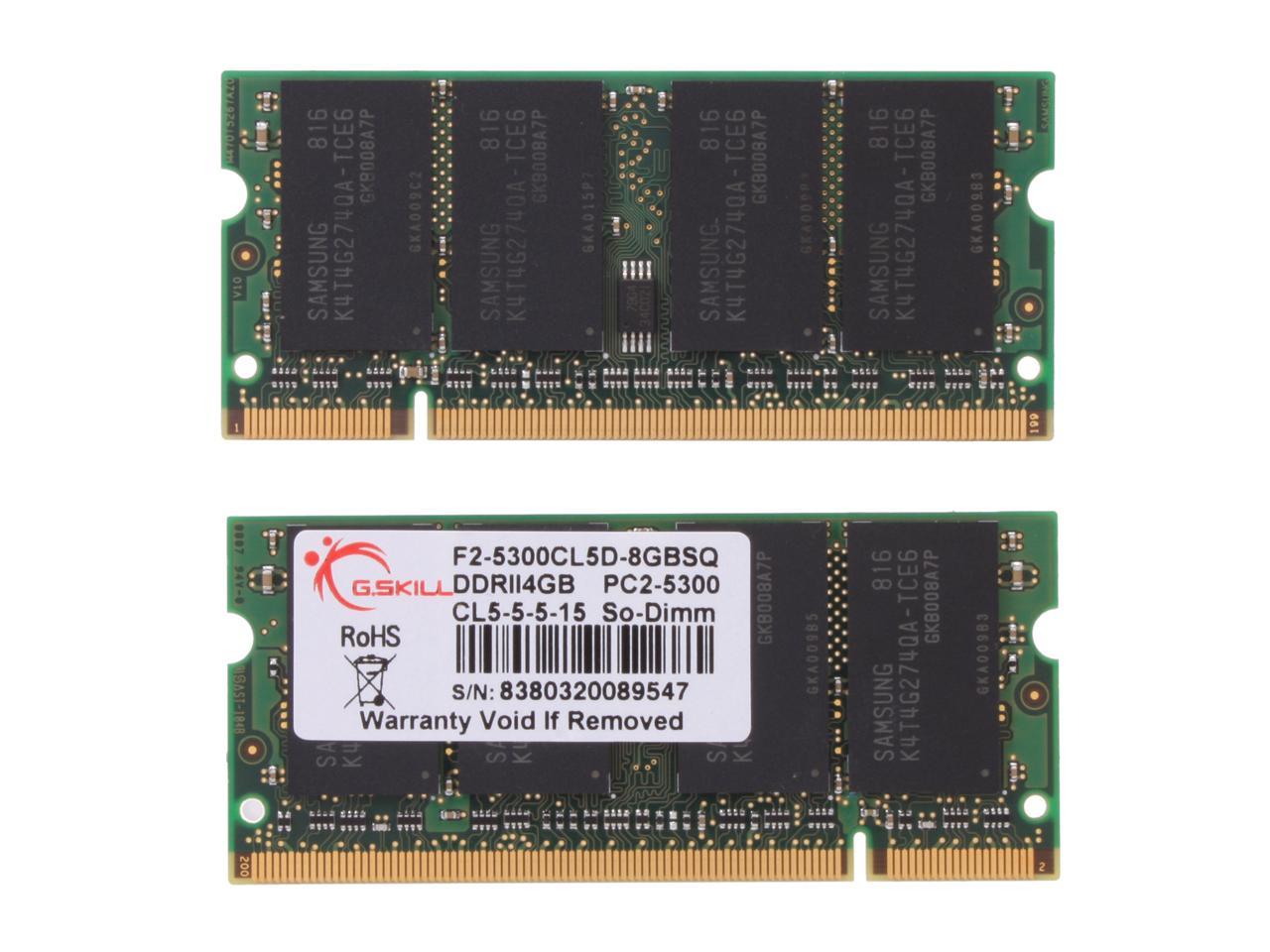 G.SKILL 8GB (2 x 4GB) 200-Pin DDR2 SO-DIMM DDR2 667 (PC2 5300) Laptop