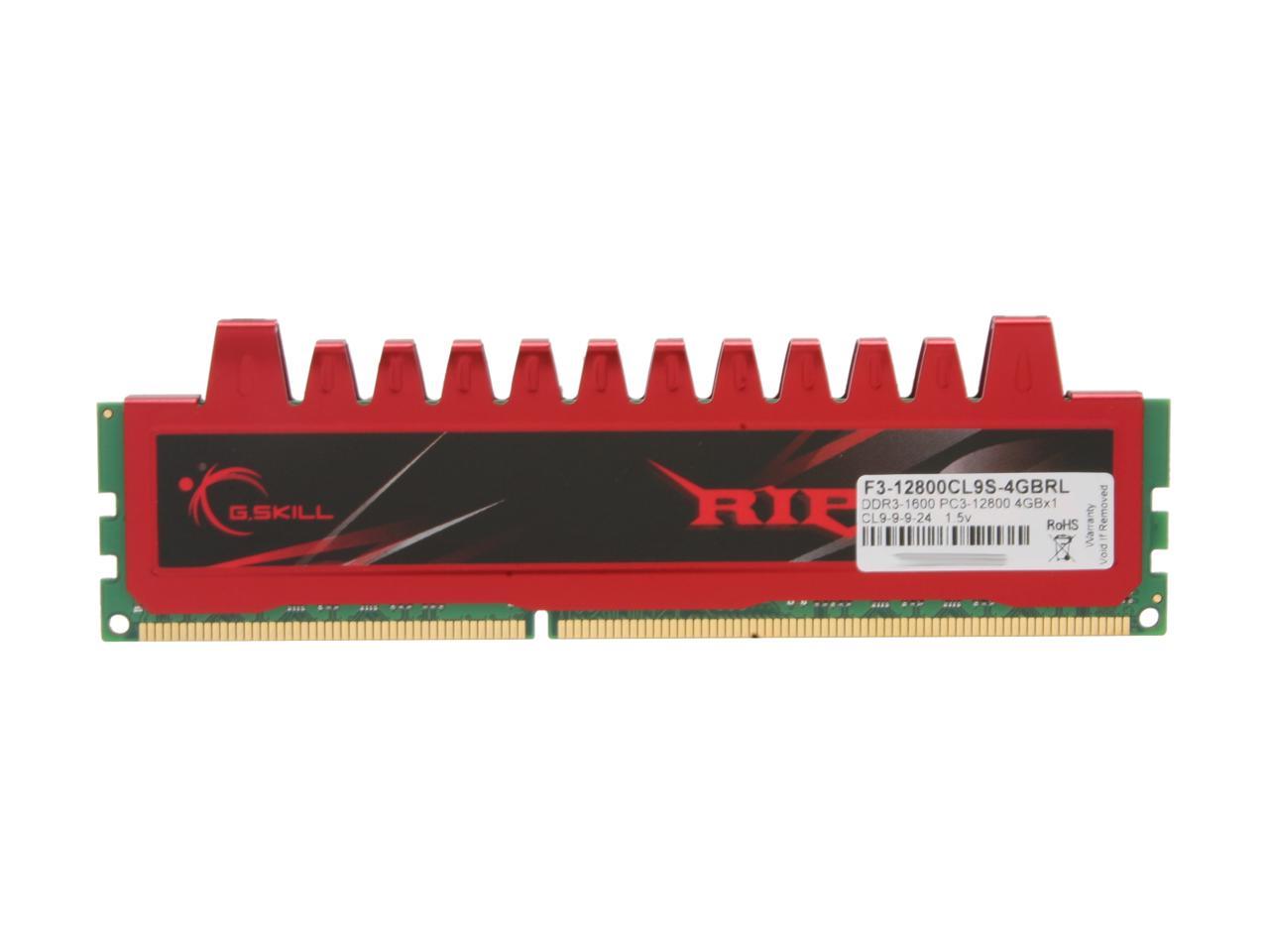 G.SKILL Ripjaws Series 4GB 240-Pin PC RAM DDR3 1600 (PC3 12800) Desktop  Memory Model F3-12800CL9S-4GBRL