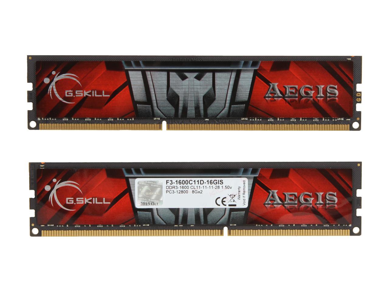 G.SKILL AEGIS 16GB (2 x 8GB) DDR3 1600 (PC3 12800) Desktop Memory Model ...