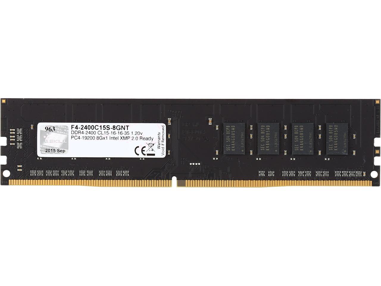 G.SKILL NT Series 8GB 288-Pin PC RAM DDR4 2400 (PC4 19200) Intel Z170  Platform / Intel X99 Platform Desktop Memory Model F4-2400C15S-8GNT