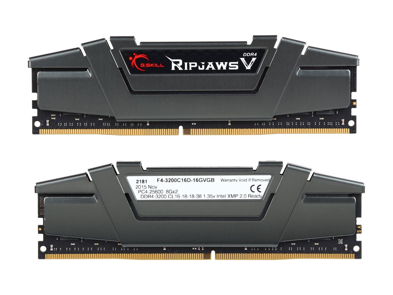 G.SKILL Ripjaws V Series 16GB (2 x 8GB) 288-Pin DDR4 SDRAM DDR4 3200 (PC4  25600) Desktop Memory Model F4-3200C16D-16GVGB