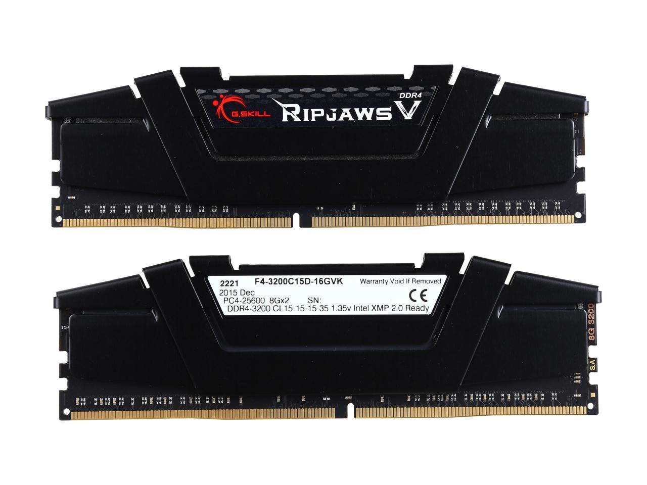 G.SKILL Ripjaws V Series 16GB (2 x 8GB) DDR4 3200 (PC4 25600) Desktop  Memory Model F4-3200C15D-16GVK