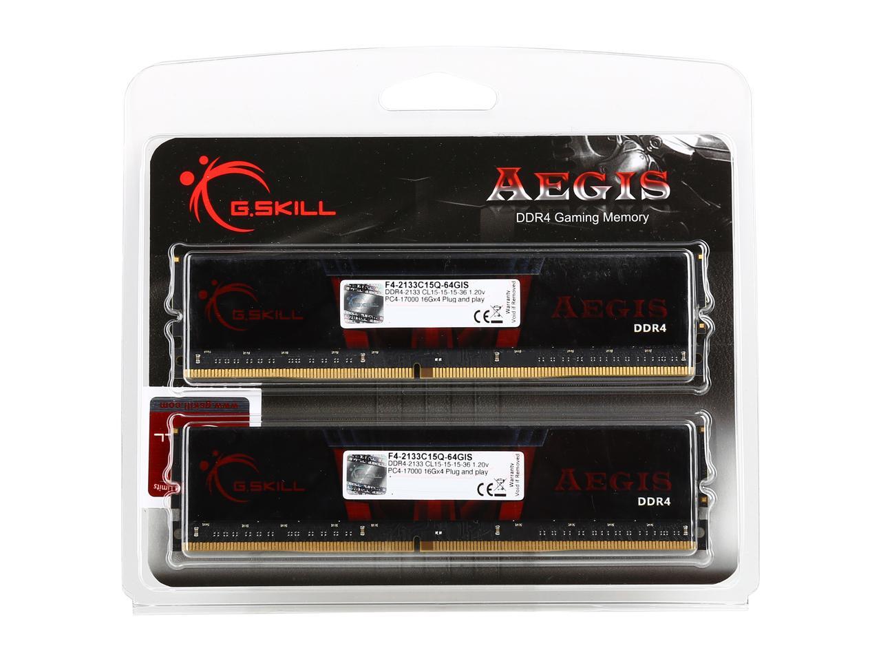 G.SKILL Aegis 64GB (4 x 16GB) DDR4 2133 (PC4 17000) Desktop Memory ...