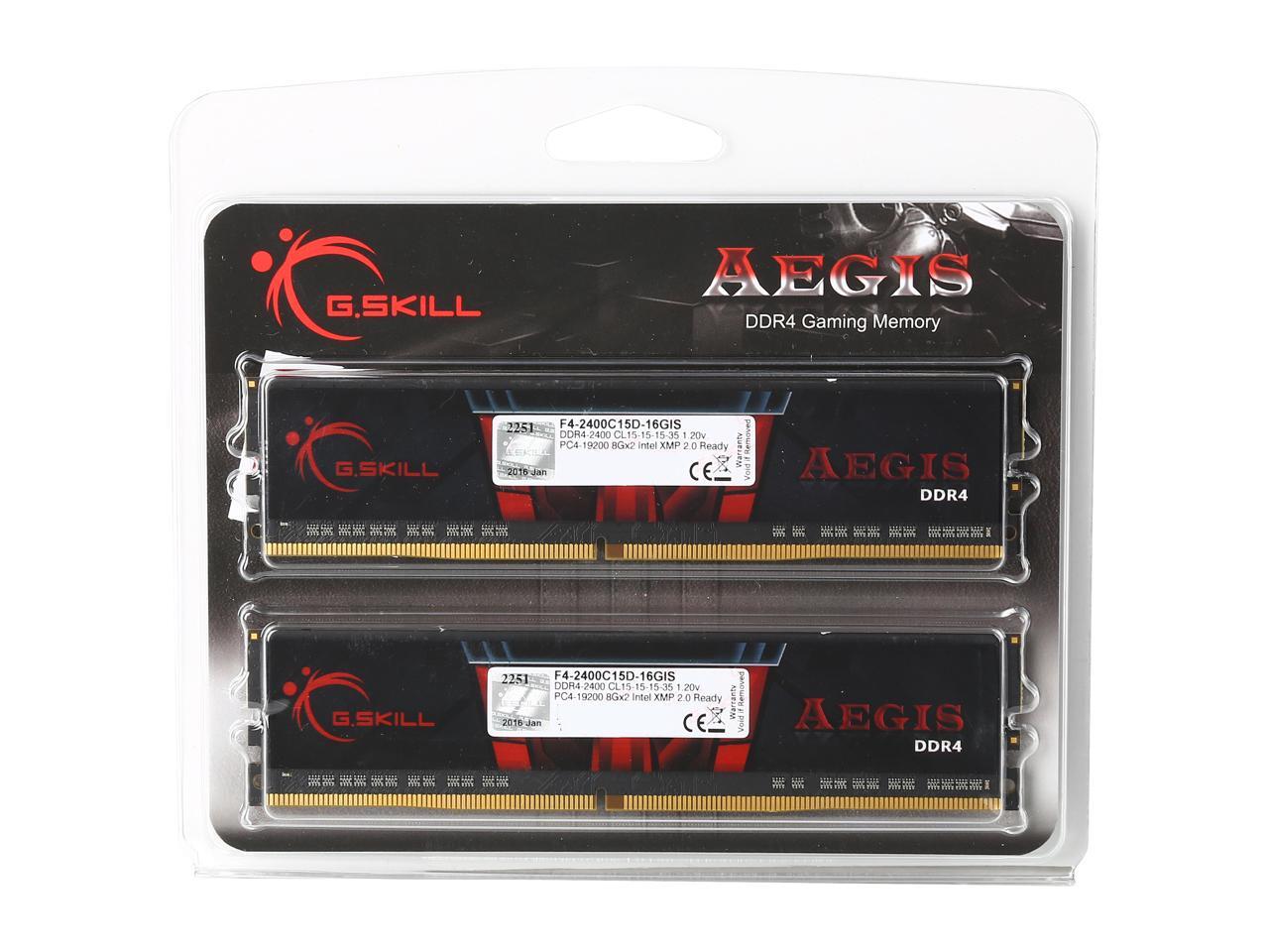 G.SKILL Aegis 16GB (2 x 8GB) 288-Pin DDR4 SDRAM DDR4 2400 (PC4 19200 ...