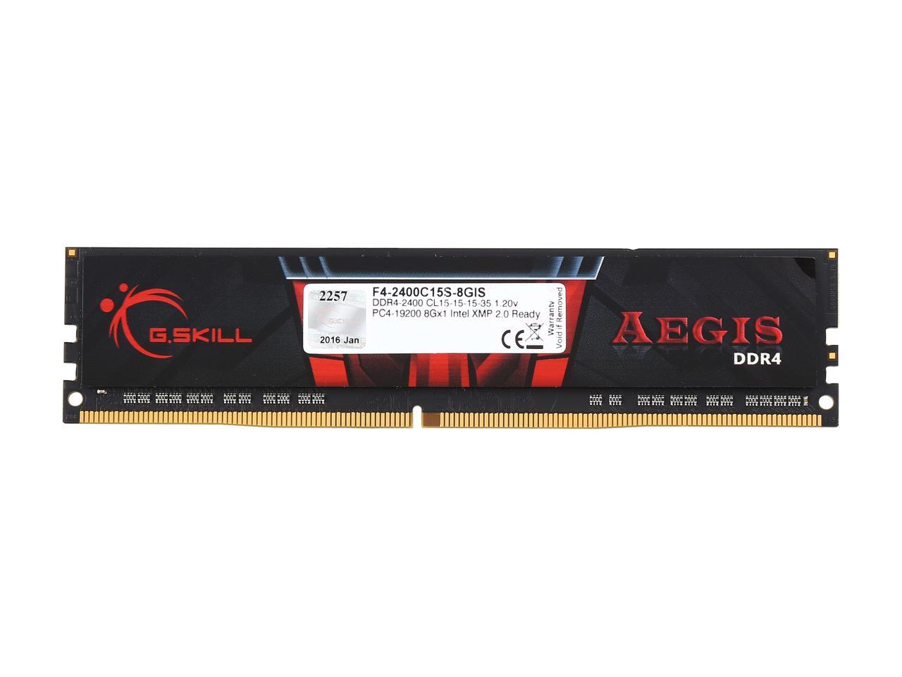 G.SKILL Aegis 8GB 288-Pin PC RAM DDR4 2400 (PC4 19200) Intel Z170 Platform  / Intel X99 Platform Desktop Memory Model F4-2400C15S-8GIS