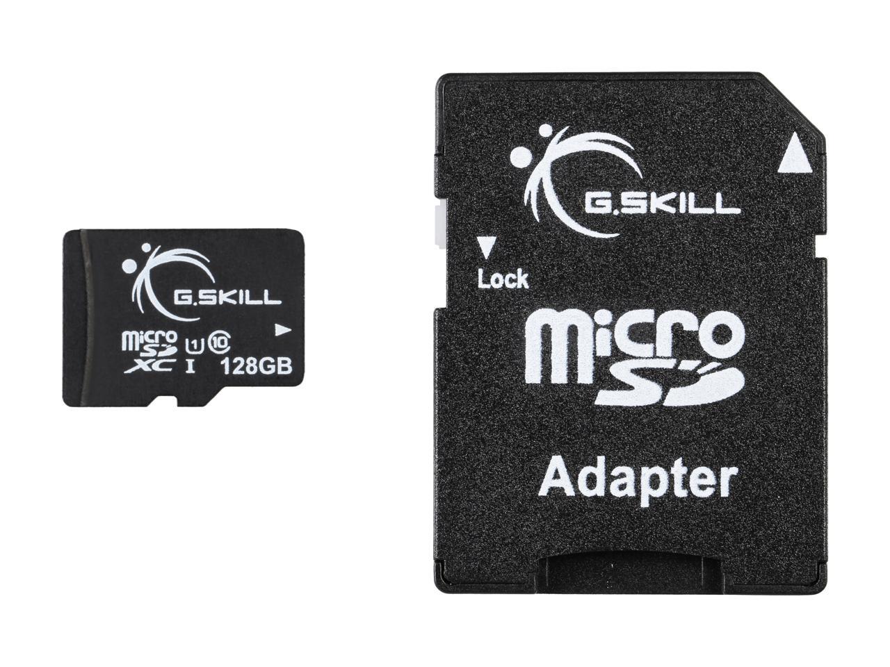 G.Skill 128GB microSDXC UHSI/U1 Class 10 Memory Card with Adapter (FFTSDXC128GAU1)