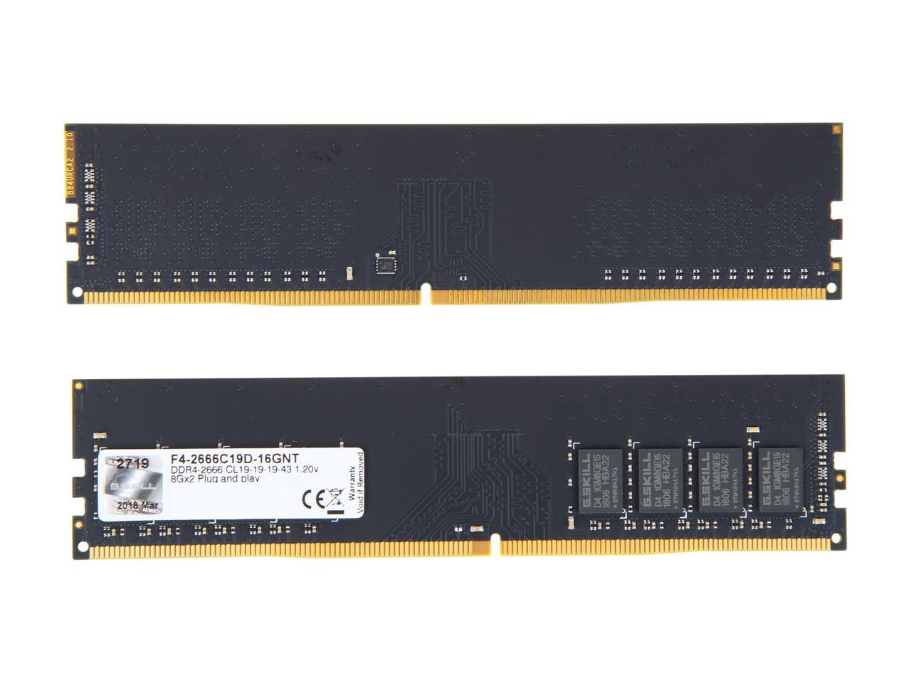 G Skill Value Series 16gb 2 X 8gb 2 Pin Ddr4 Sdram Ddr4 2666 Pc4 Desktop Memory Model F4 2666c19d 16gnt Newegg Com