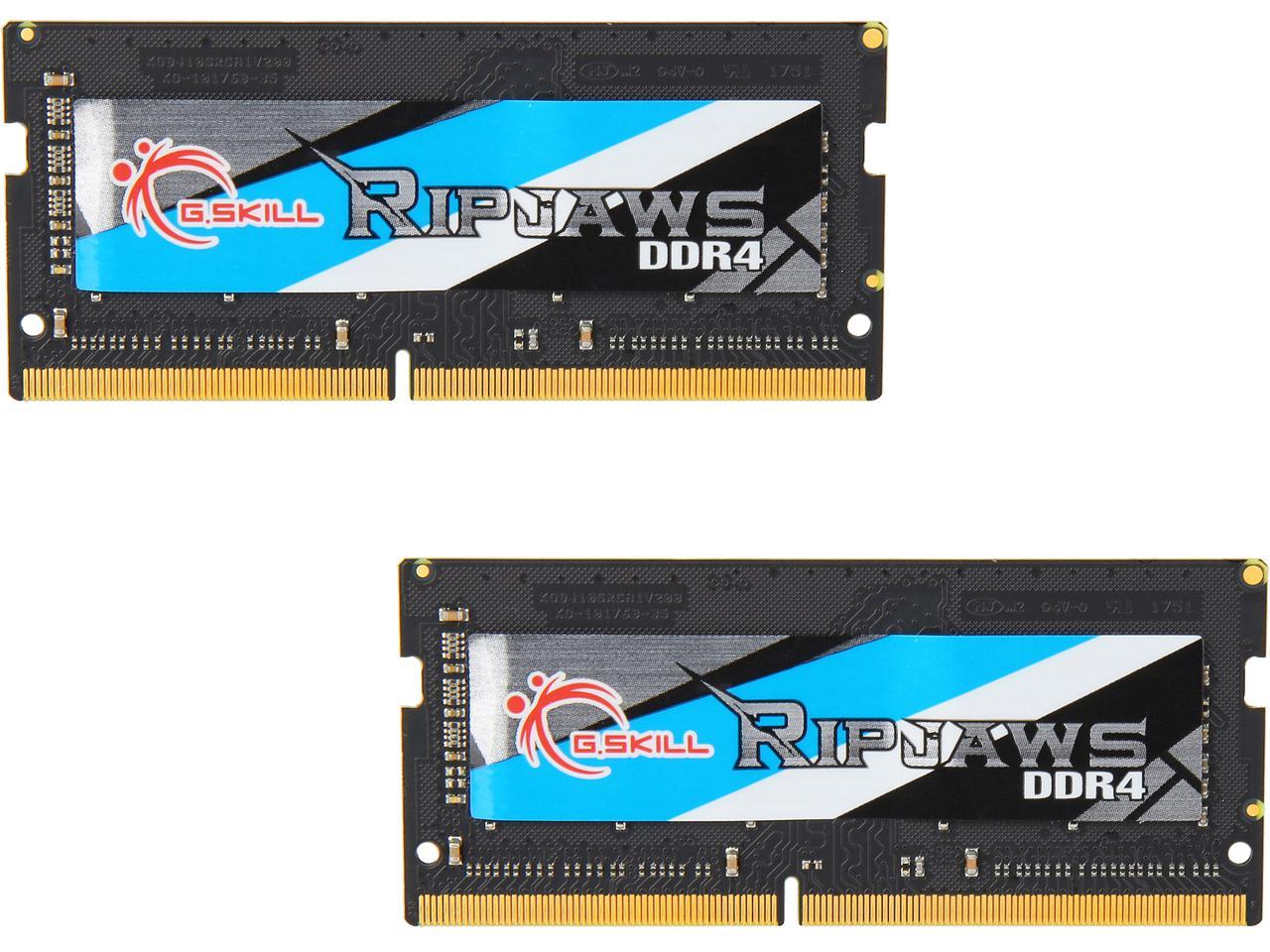 2 x 16GB 260-Pin SO-DIMM PC4-25600 DDR4 3200 CL22-22-22-52 1.20V Dual Channel Memory Model F4-3200C22D-32GRS G.Skill RipJaws Series 32GB 