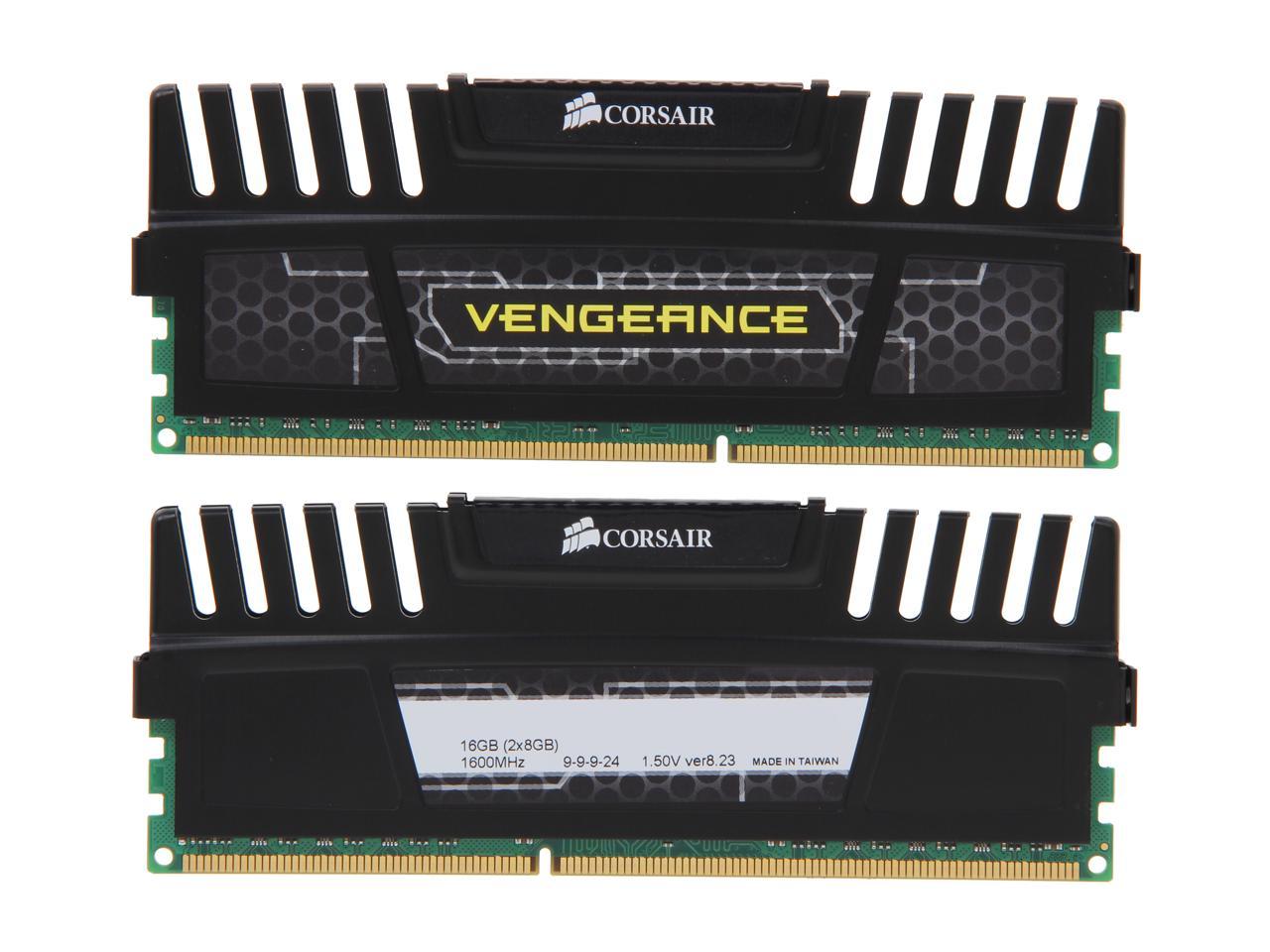 CORSAIR Vengeance 16GB (2 x 8GB) 240-Pin PC RAM DDR3 1600 (PC3 12800)  Desktop Memory Model CMZ16GX3M2A1600C9