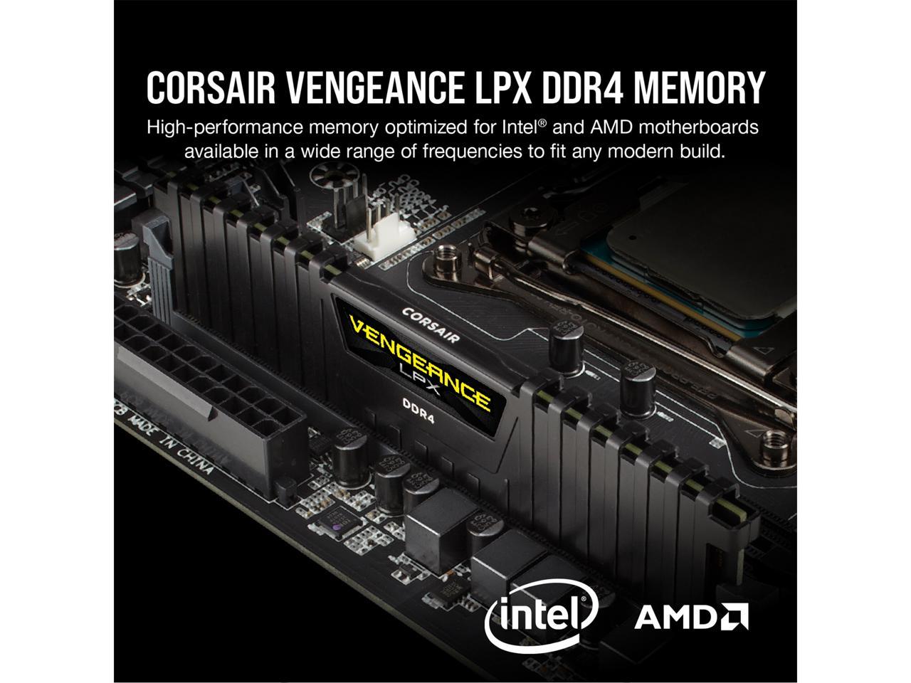 CORSAIR Vengeance LPX 16GB (4 x 4GB) 288-Pin PC RAM DDR4 2666 (PC4 21300)  Desktop Memory Model CMK16GX4M4A2666C16