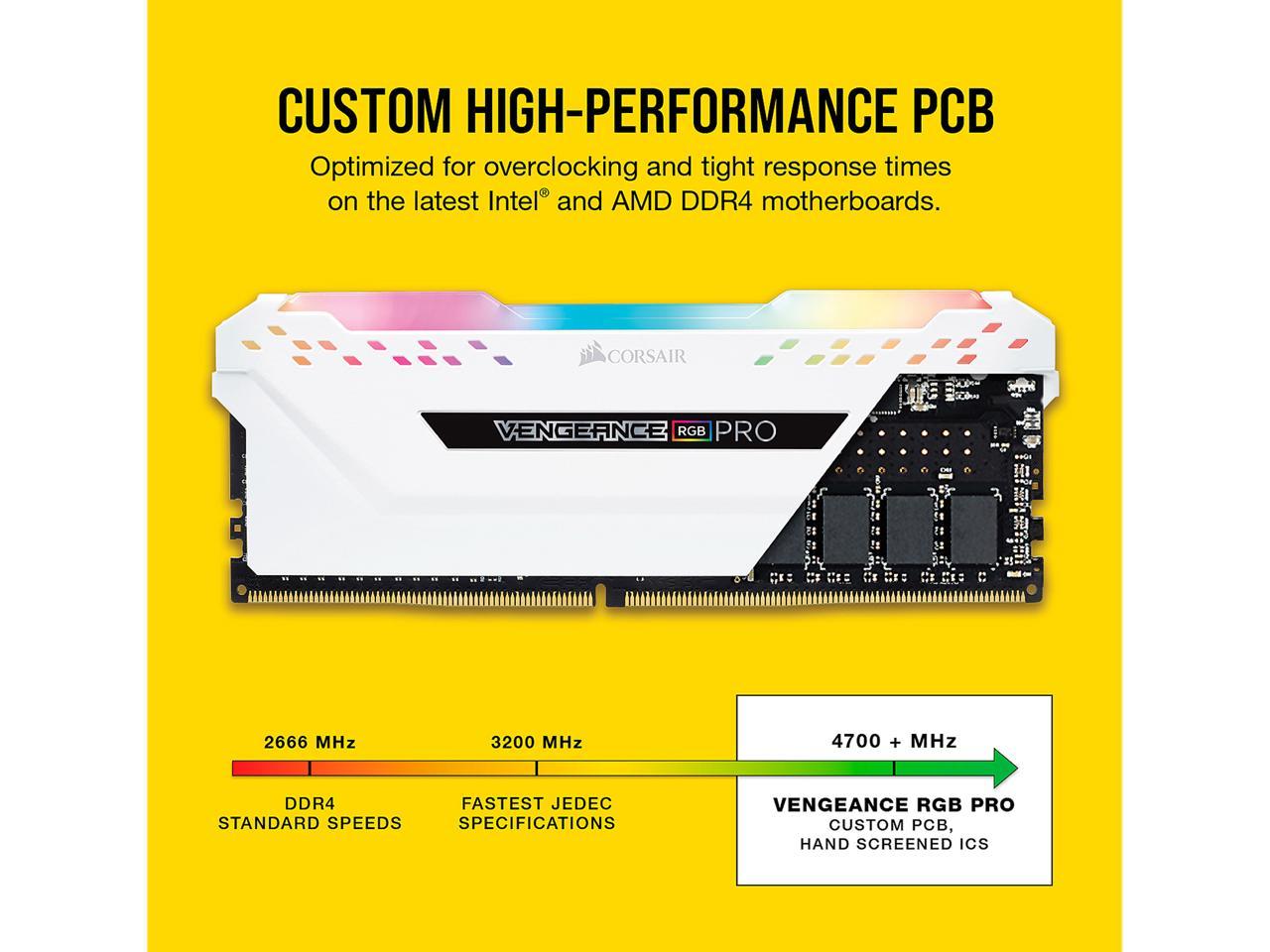 CORSAIR Vengeance RGB Pro 32GB (2 x 16GB) DDR4 3200 (PC4 25600) Intel XMP  2.0 Desktop Memory Model CMW32GX4M2C3200C16W