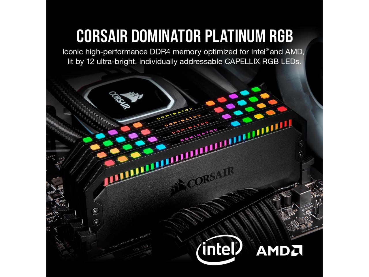 CORSAIR Dominator Platinum RGB 16GB (2 x 8GB) DDR4 3200 (PC4 25600) Desktop  Memory Model CMT16GX4M2C3200C16