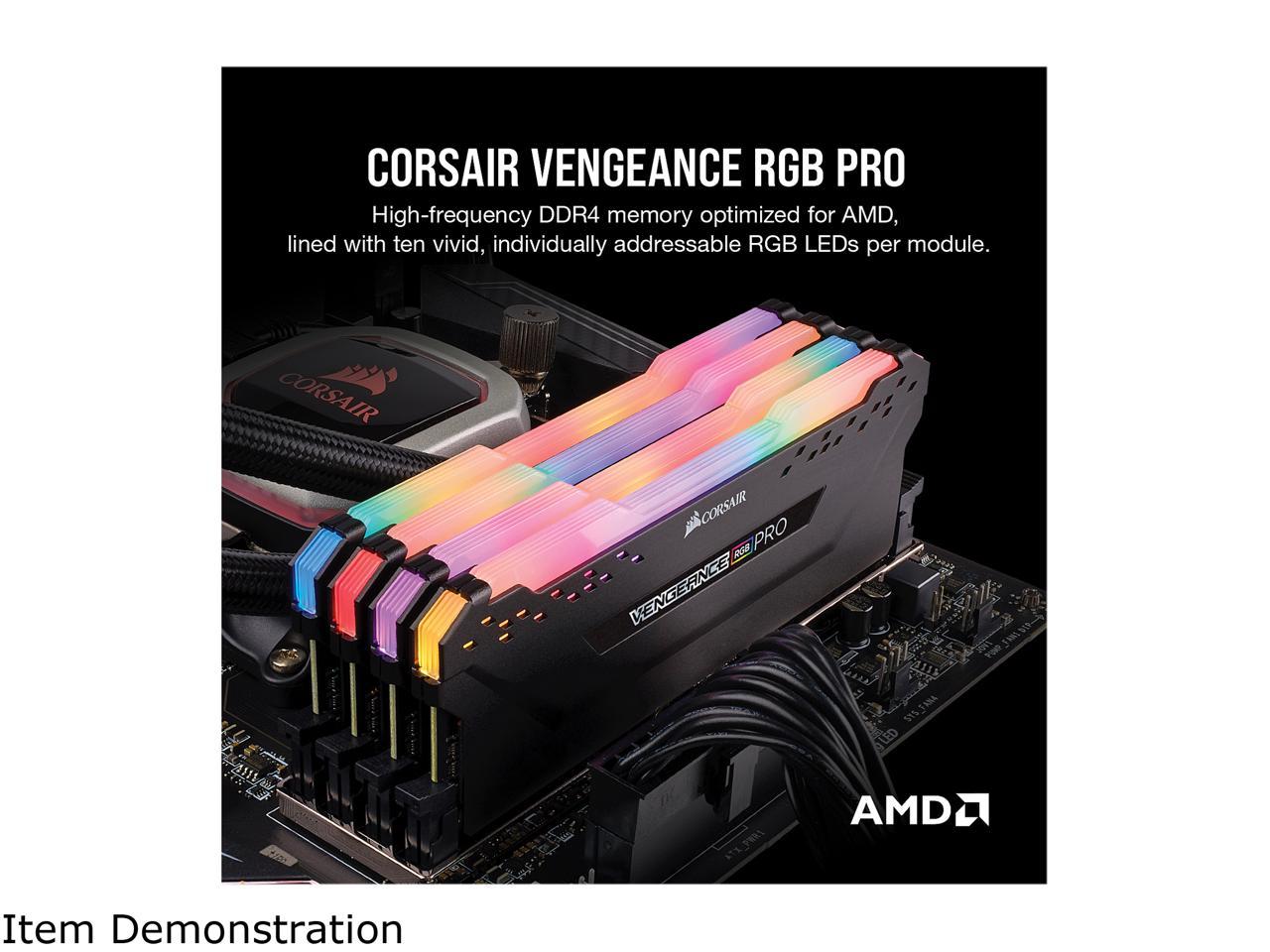 CORSAIR Vengeance RGB Pro 32GB (2 x 16GB) 288-Pin PC RAM DDR4 3600 (PC4  28800) AMD Optimized Desktop Memory Model CMW32GX4M2Z3600C18