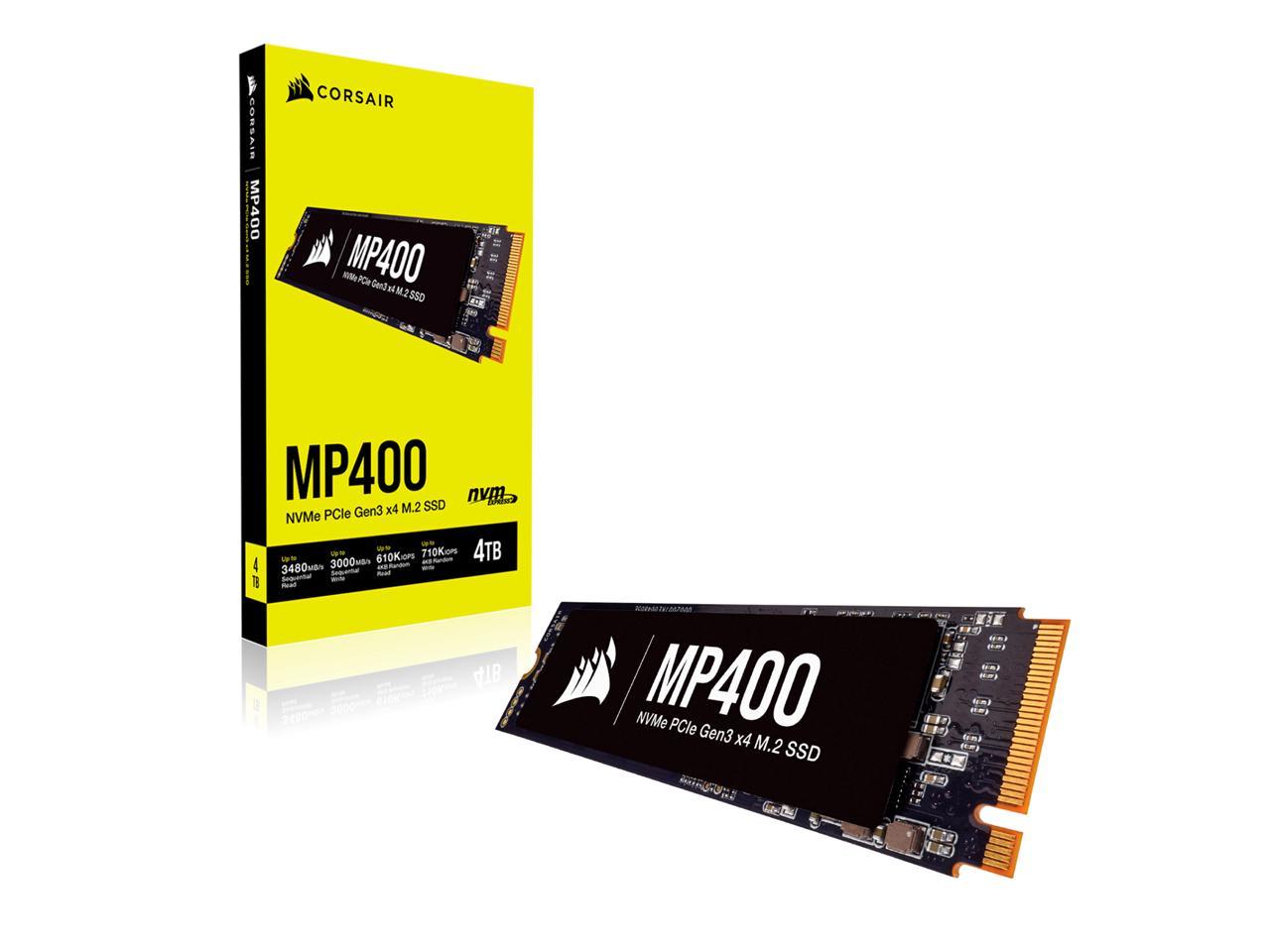 Schwarz Lesegeschwindigkeitenvon bis zu 3.480 MB/s sowie sequenziellen Schreibgeschwindigkeiten bis 3.000 MB/s, Hochdichter 3D QLC NAND Corsair MP400 4TB M.2 NVMe PCIe x4 Gen3 SSD 