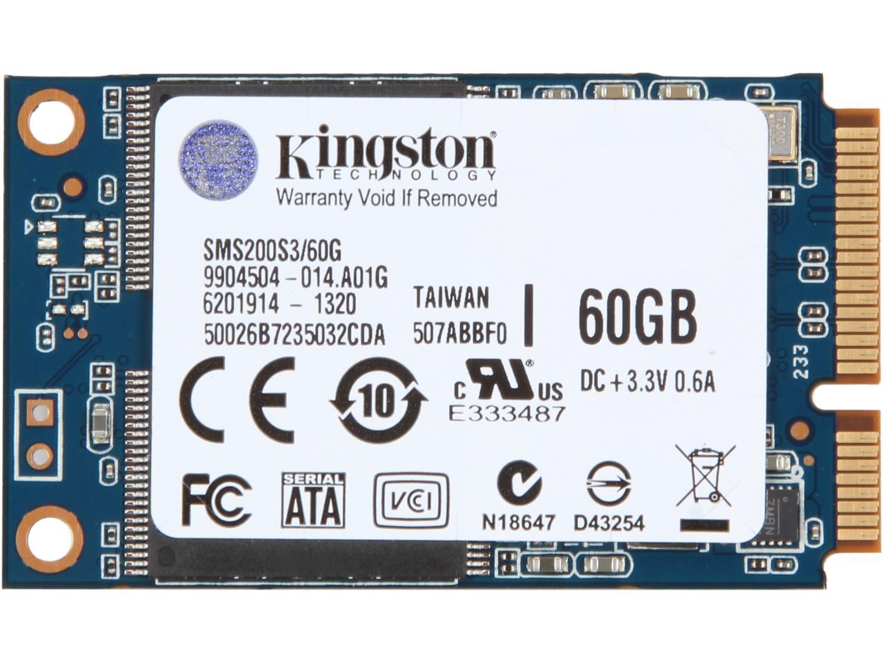 Kingston 60GB Mini-SATA (mSATA) Internal Solid State Drive (SSD)  SMS200S3/60G