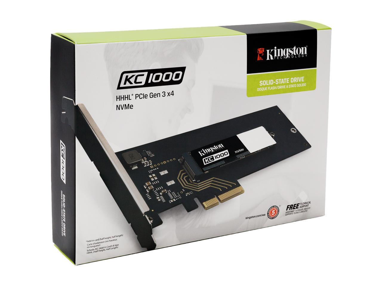 Kingston KC1000 AIC 240GB NVMe PCIe Gen 3.0 x4 Lanes MLC Internal Solid ...