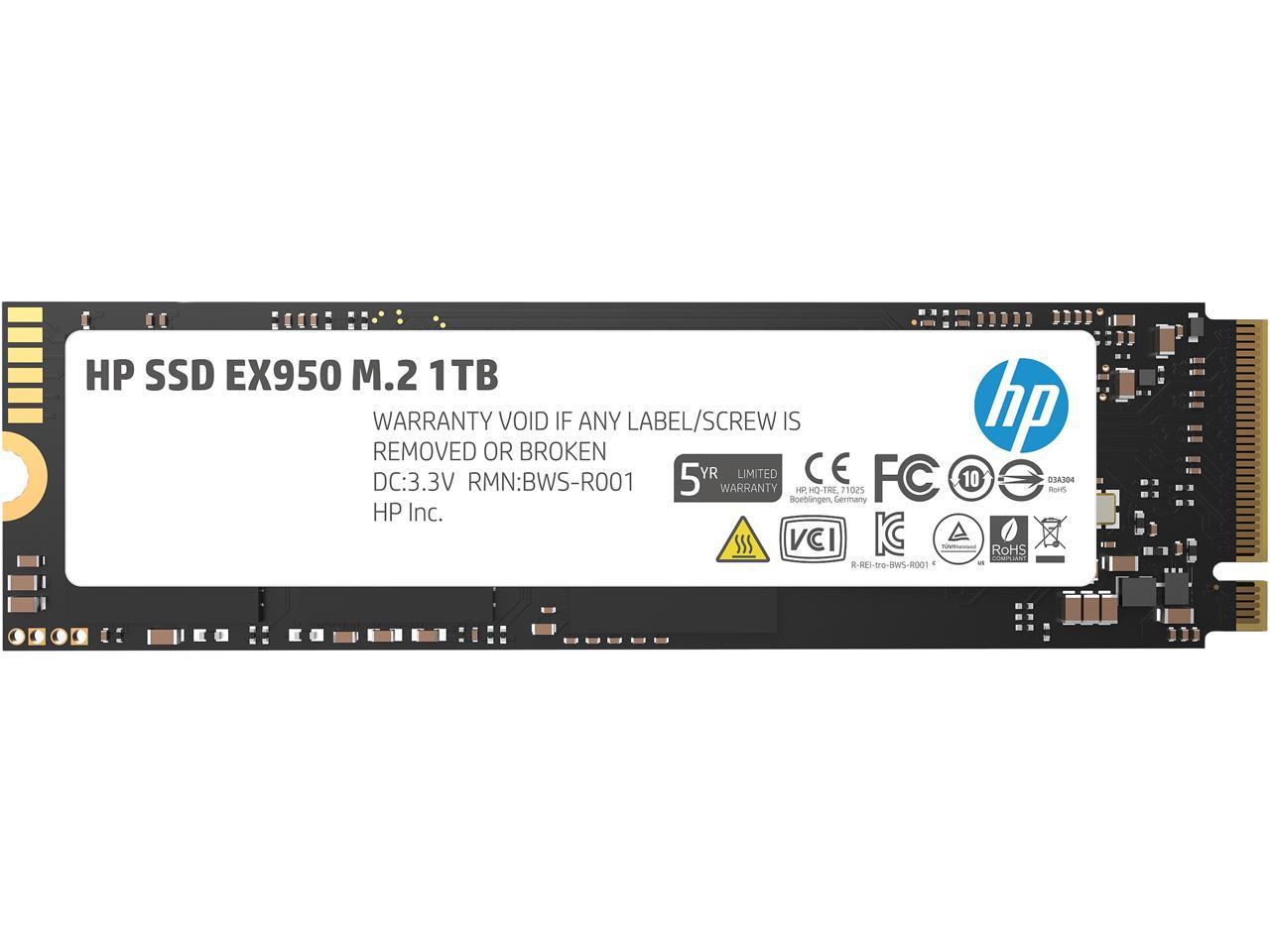 HP EX950 M.2 2280 1TB PCle Gen3 x4, NVMe1.3 3D NAND Internal Solid State  Drive (SSD) 5MS23AA#ABC