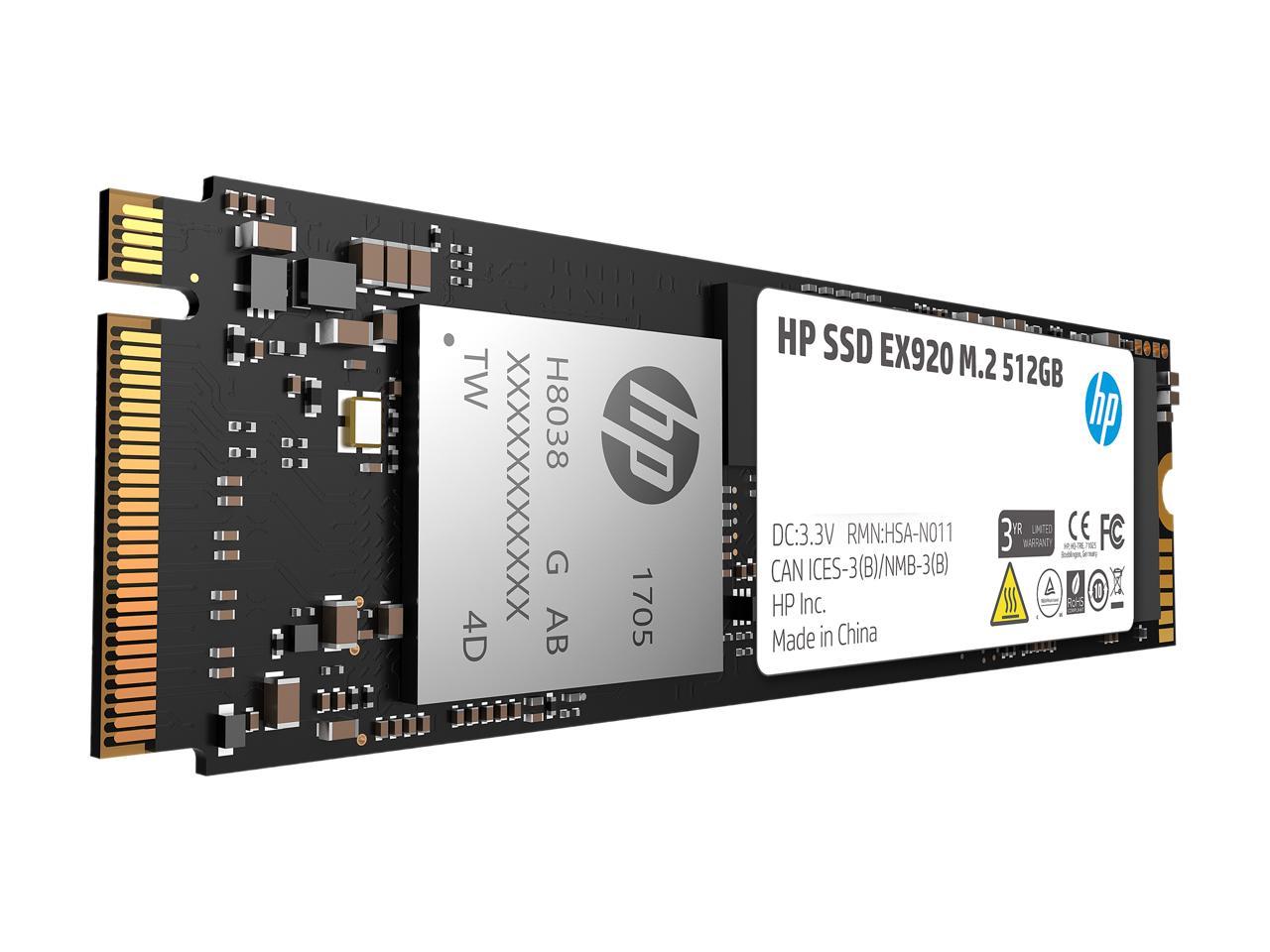 HP EX920 M.2 512GB PCIe 3.0 x4 NVMe 3D TLC NAND Internal Solid State Drive  (SSD) 2YY46AA#ABC