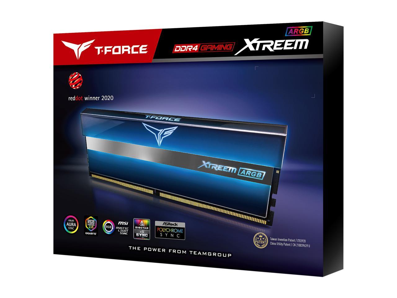 Team T-Force XTREEM ARGB 16GB (2 x 8GB) 288-Pin PC RAM DDR4 3600 (PC4  28800) Desktop Memory Model TF10D416G3600HC18JDC01