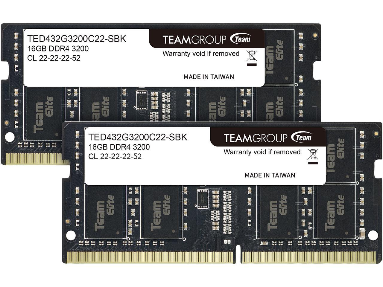 Team Elite 32gb 2 X 16gb 260 Pin Ddr4 So Dimm Ddr4 30 Pc4 Laptop Memory Model Ted432g30c22dc S01 Newegg Com