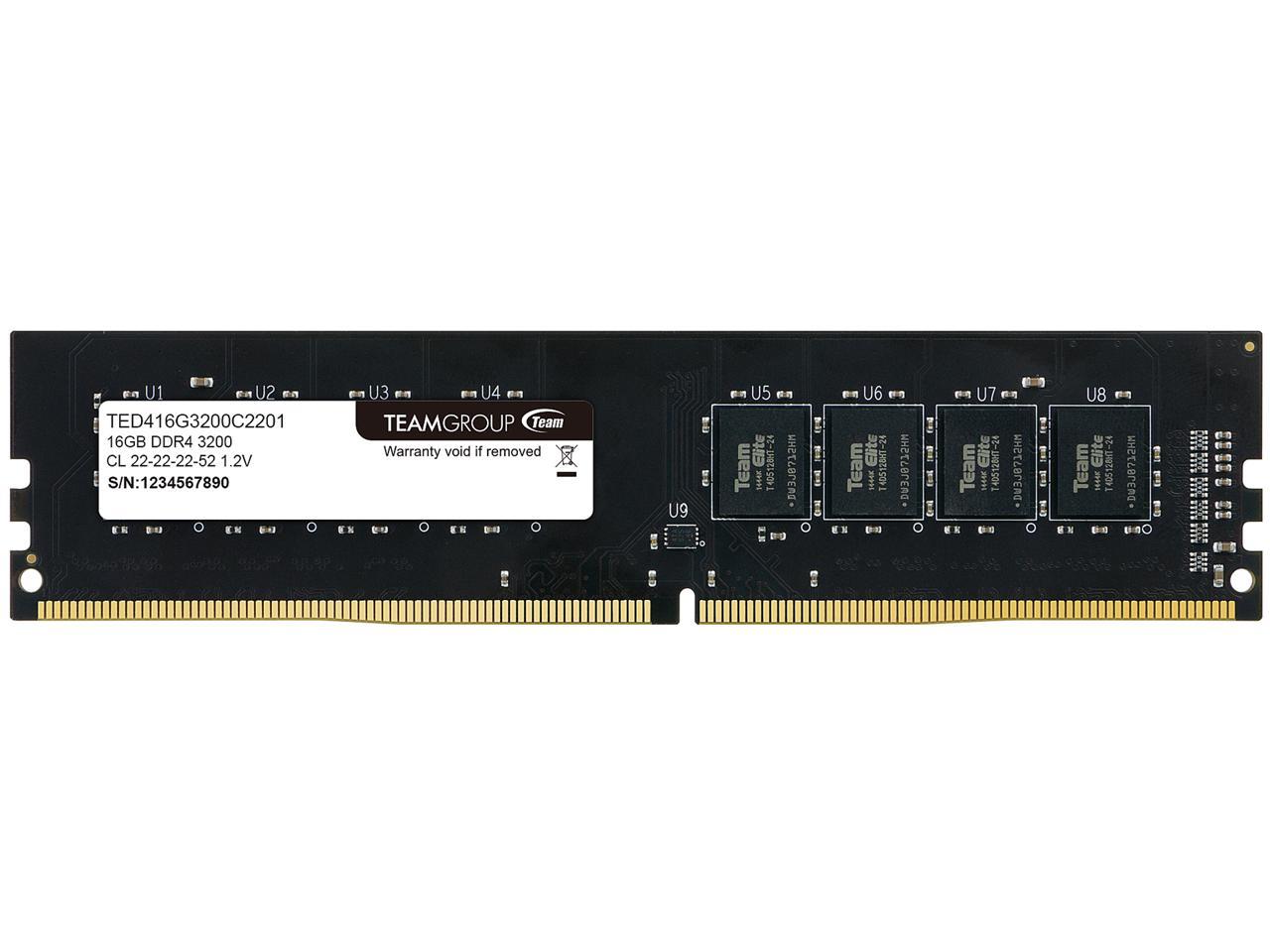 Team DDR4 3200Mhz PC4-25600 8GBx2枚 16GBkit デスクトップ用メモリ Elite Plus シリーズ