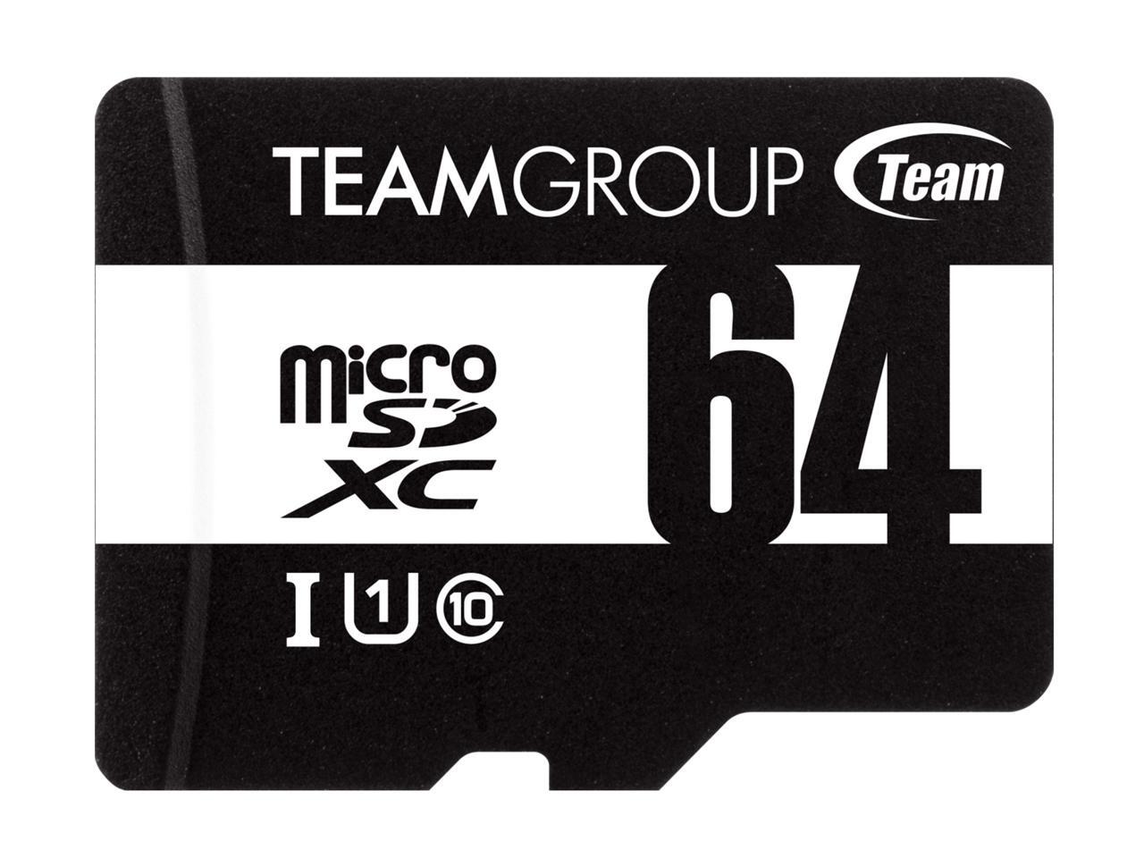 Team 64GB microSDHC UHSI/U1 Class 10 Memory Card with Adapter, Speed